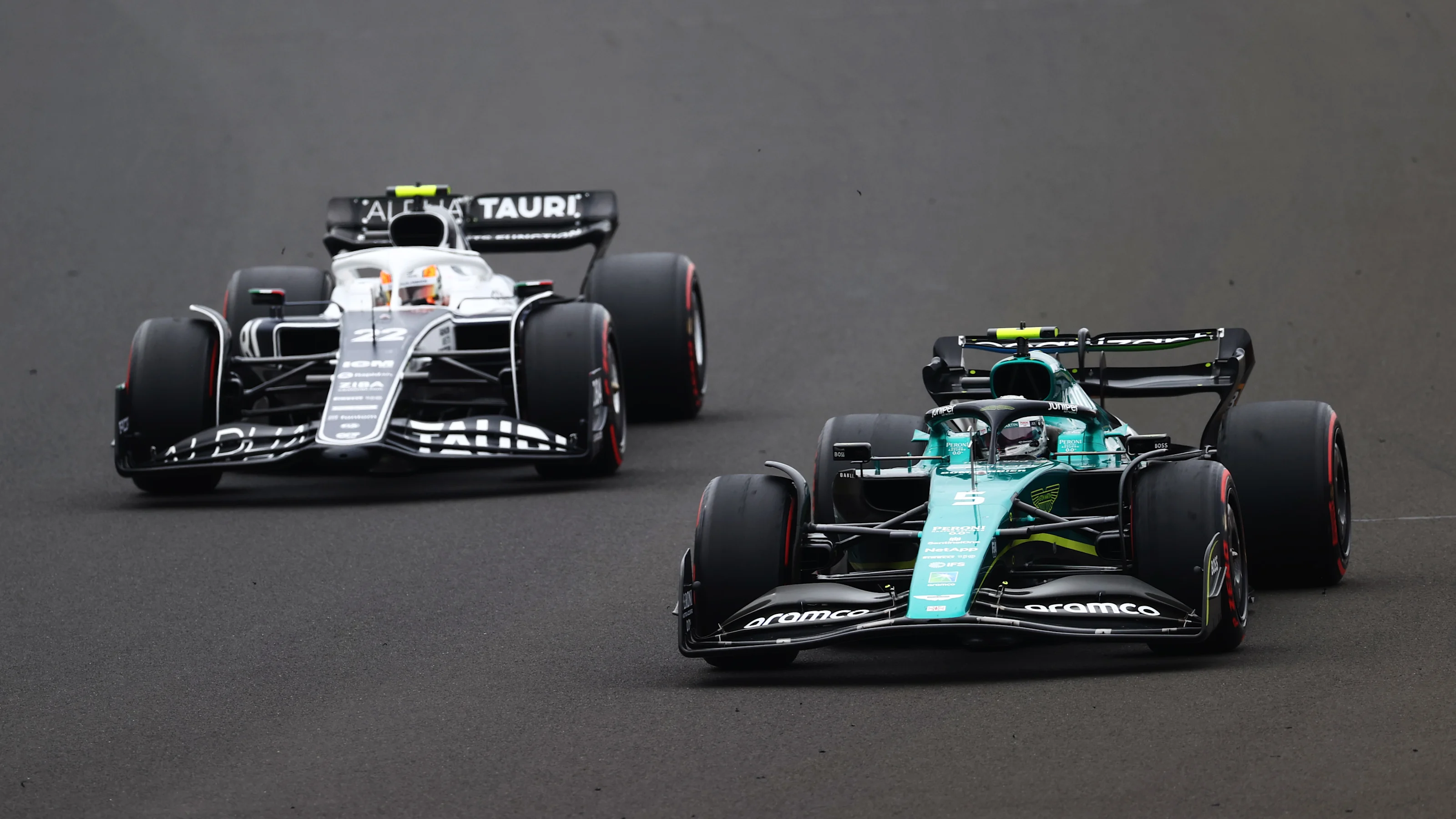 BUDAPEST, HUNGARY - JULY 31: Sebastian Vettel of Germany driving the (5) Aston Martin AMR22