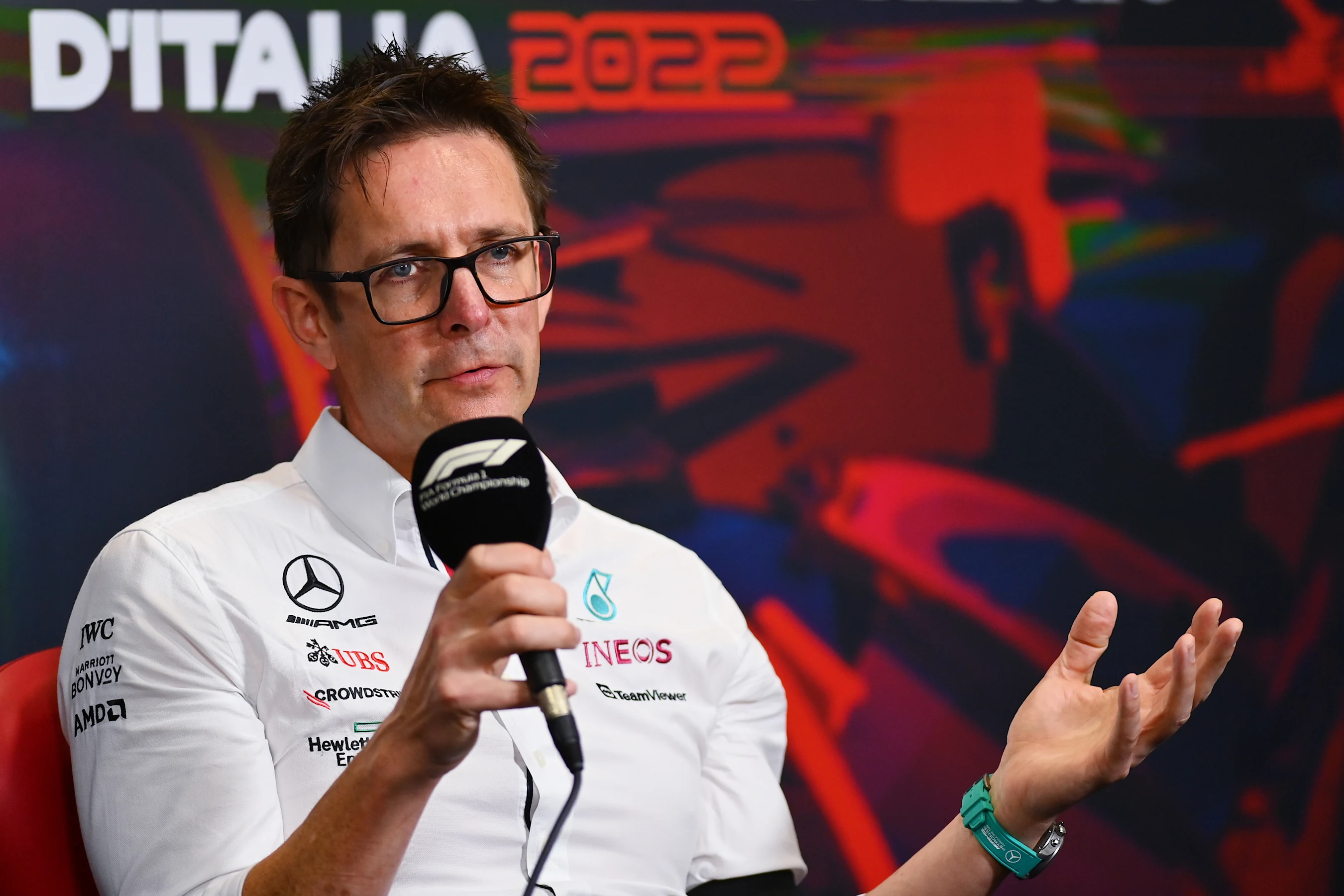 MONZA, ITALY - SEPTEMBER 10: Andrew Shovlin, Trackside Engineering Director at Mercedes attends the