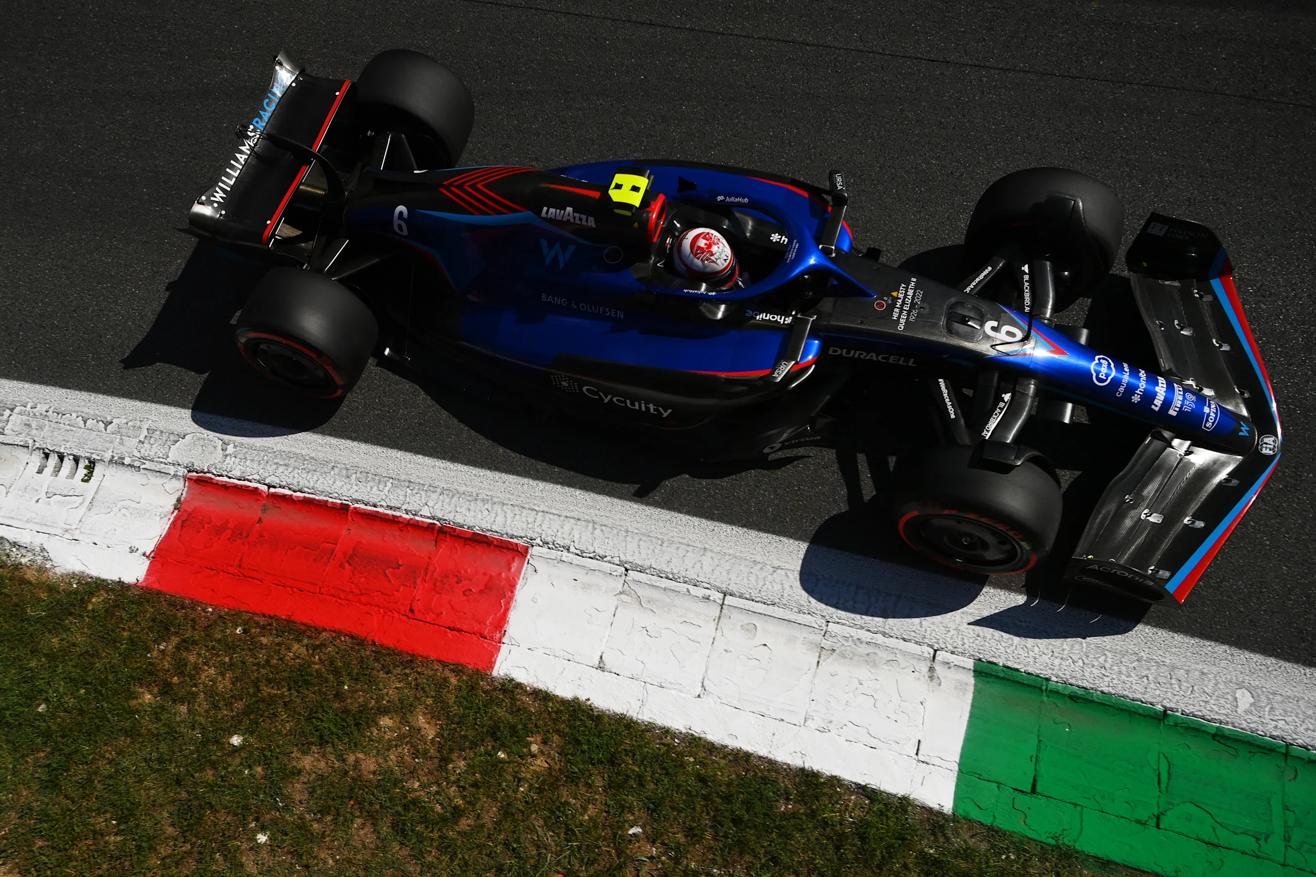 MONZA, ITALY - SEPTEMBER 10: Nicholas Latifi of Canada driving the (6) Williams FW44 Mercedes on
