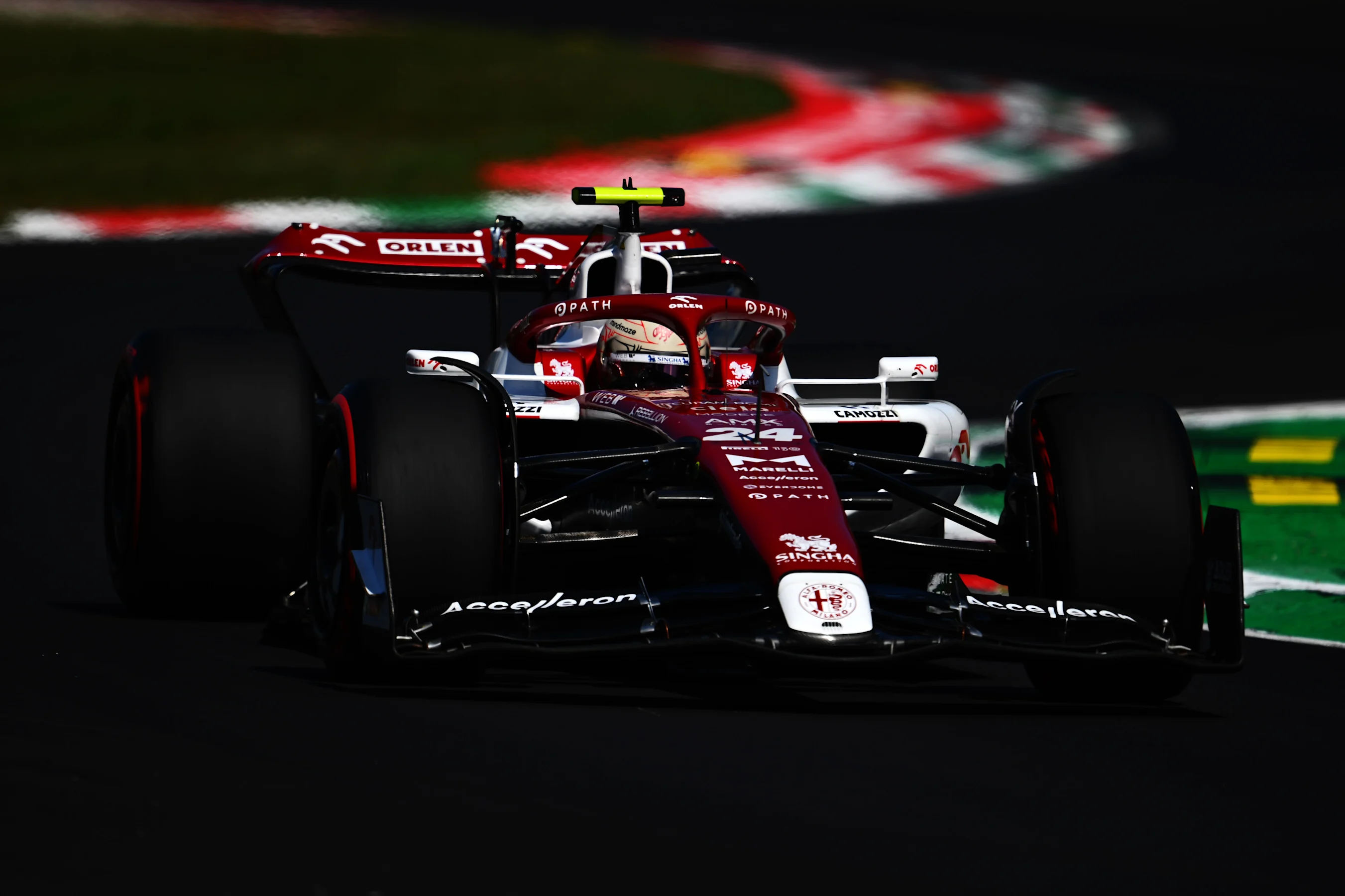 MONZA, ITALY - SEPTEMBER 10: Zhou Guanyu of China driving the (24) Alfa Romeo F1 C42 Ferrari on