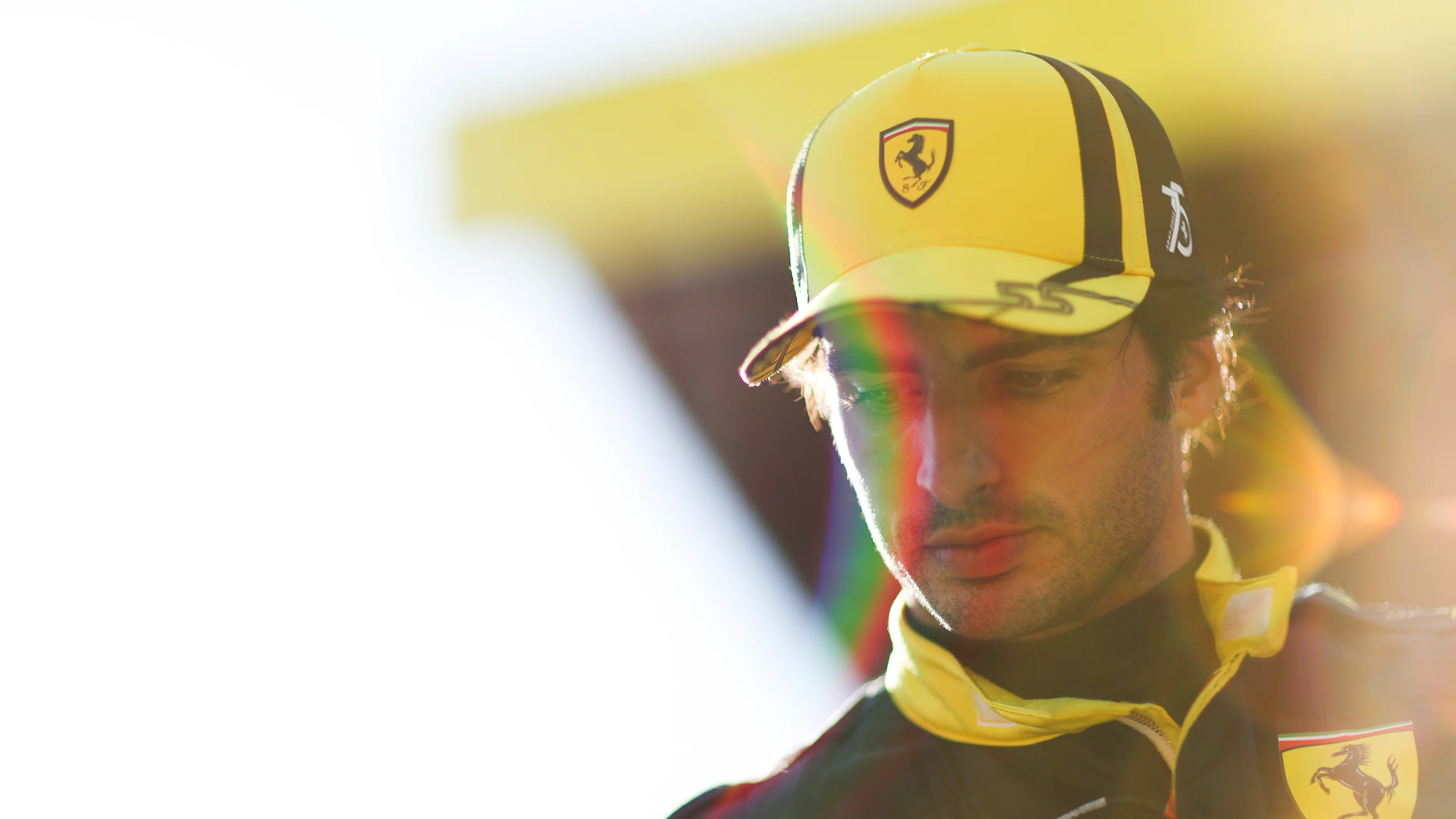MONZA, ITALY - SEPTEMBER 10: Third placed qualifier Carlos Sainz of Spain and Ferrari looks on in