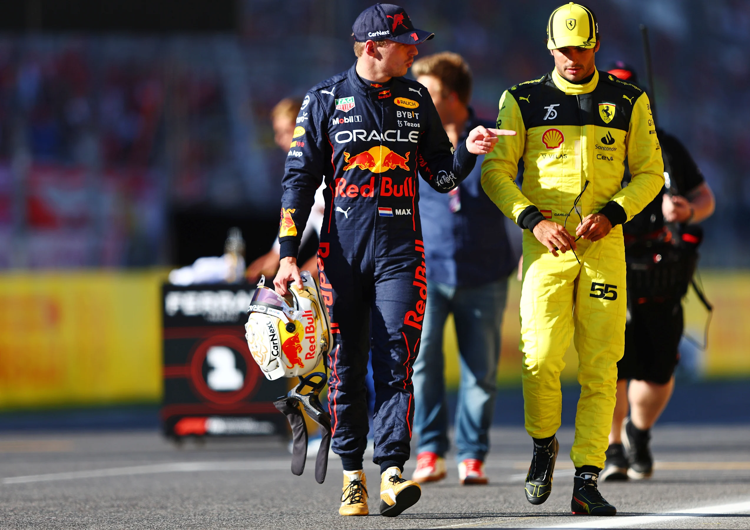MONZA, ITALY - SEPTEMBER 10: Second placed qualifier Max Verstappen of the Netherlands and Oracle