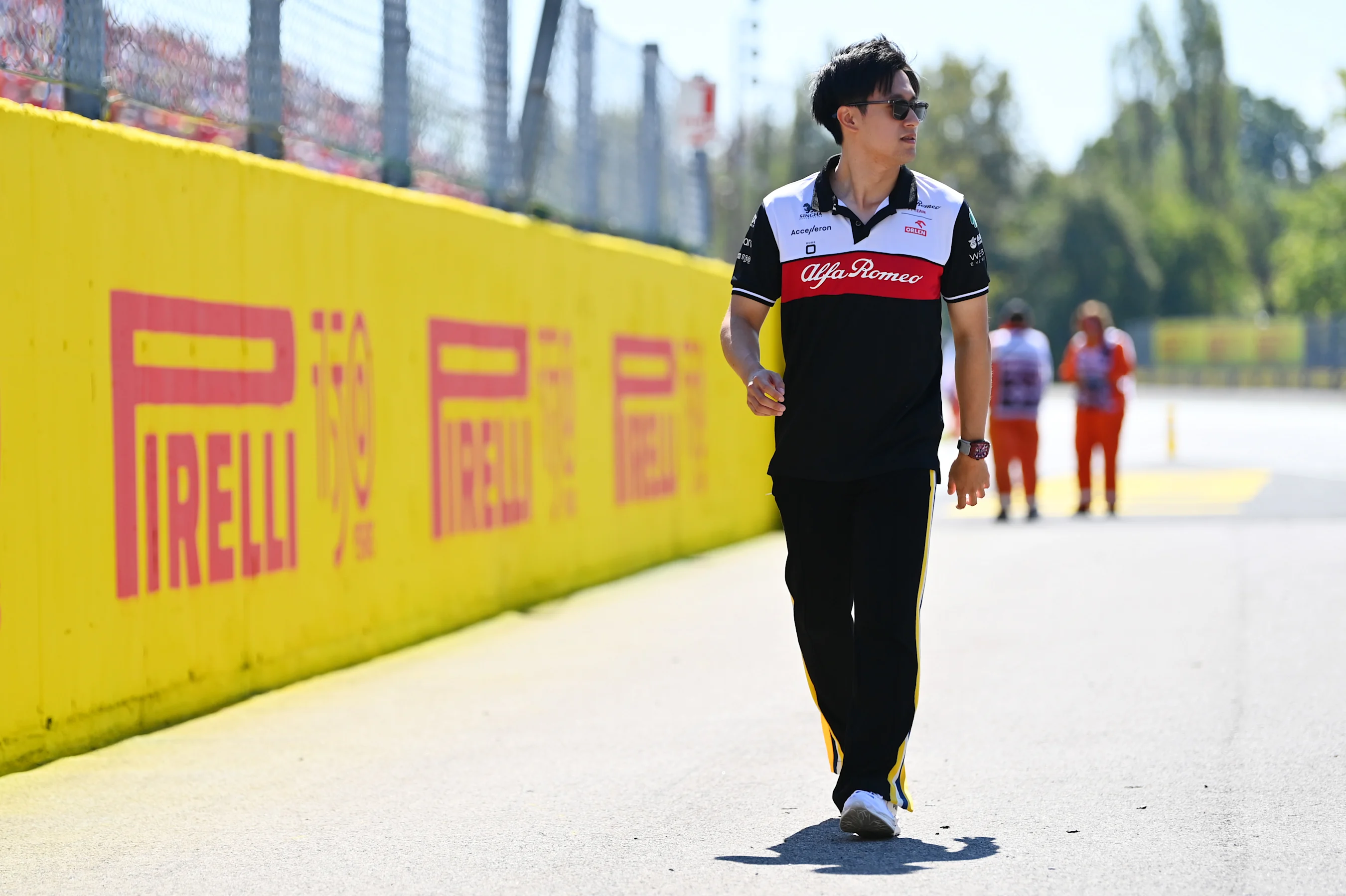 MONZA, ITALY - SEPTEMBER 11: Zhou Guanyu of China and Alfa Romeo F1 looks on from the drivers