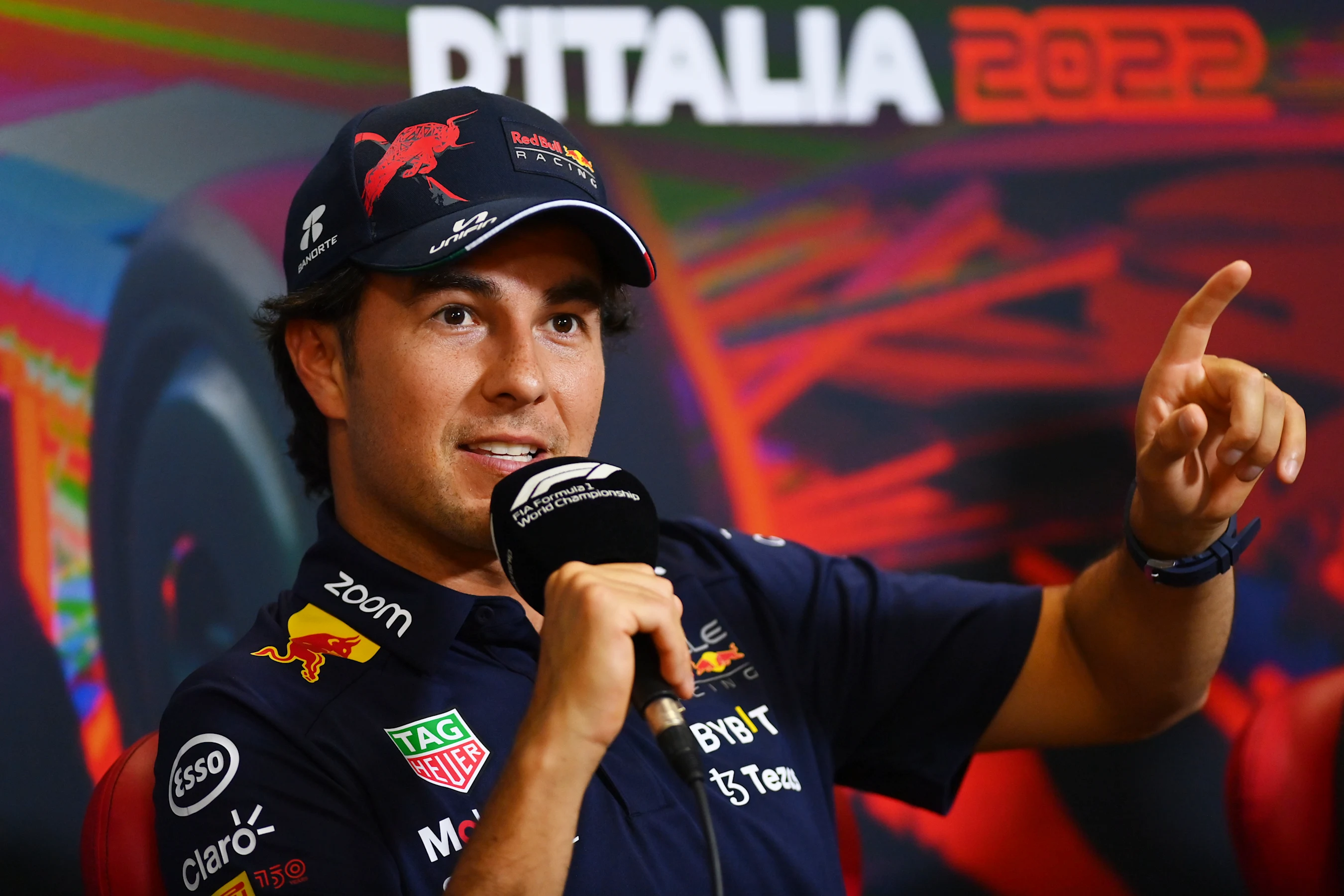 MONZA, ITALY - SEPTEMBER 08: Sergio Perez of Mexico and Oracle Red Bull Racing attends the Drivers