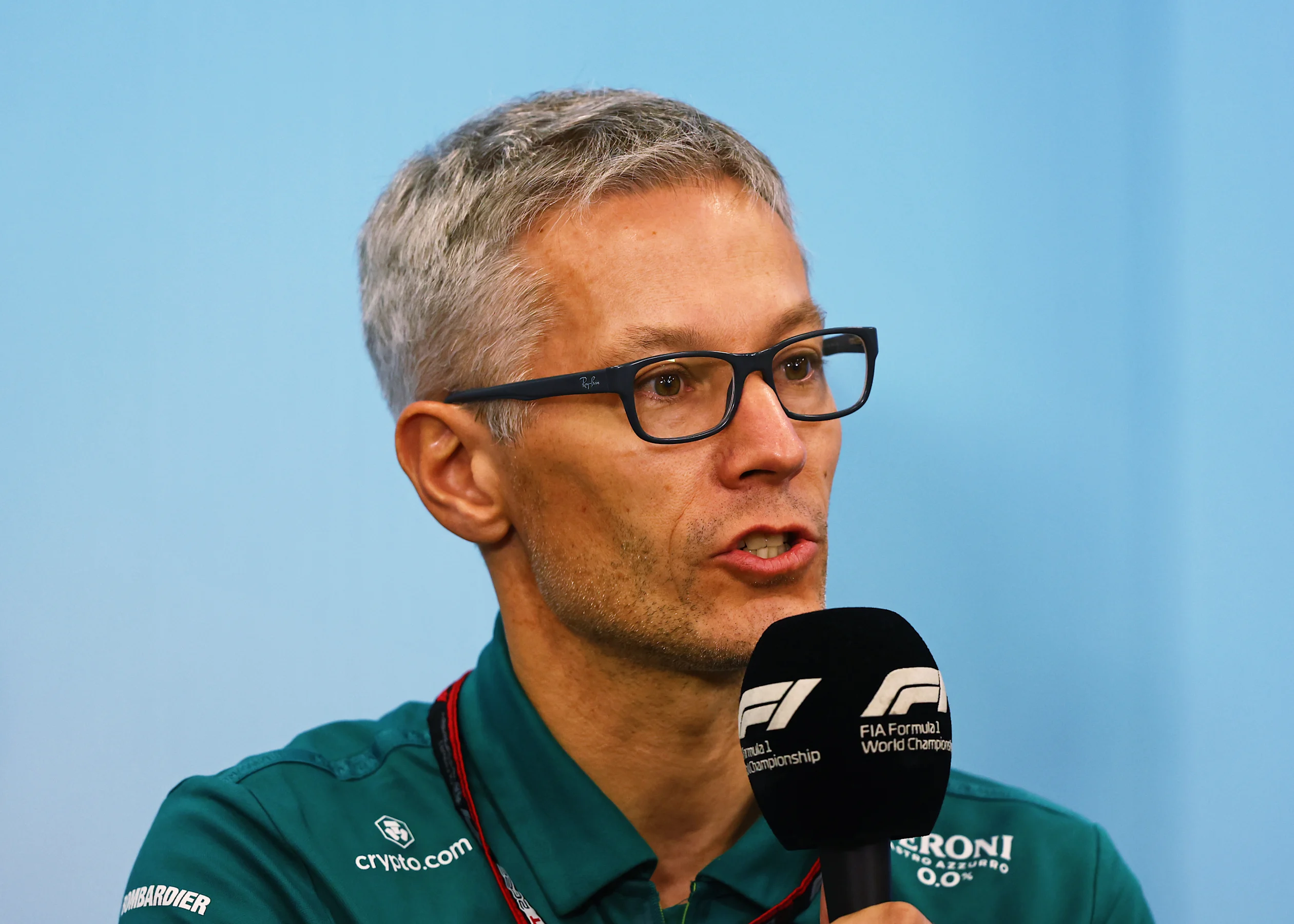 SUZUKA, JAPAN - OCTOBER 08: Mike Krack, Team Principal of the Aston Martin F1 Team attends the Team
