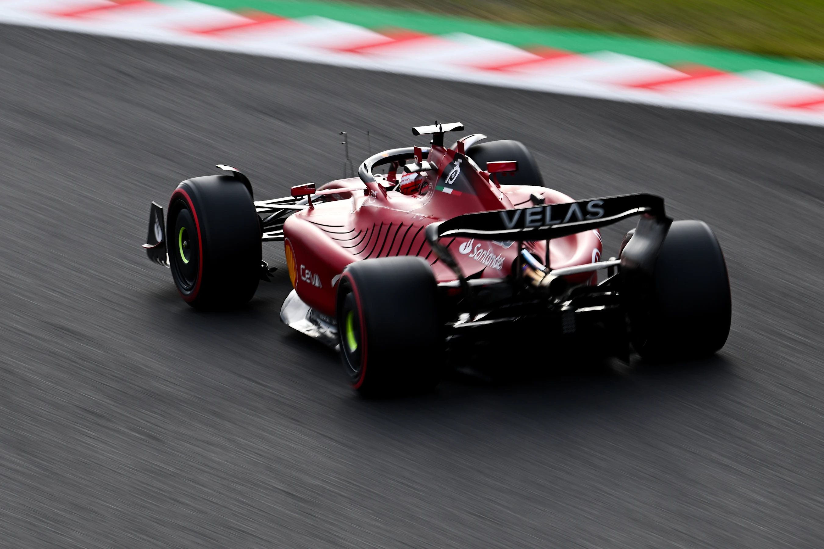 SUZUKA, JAPAN - OCTOBER 08: Charles Leclerc of Monaco driving the (16) Ferrari F1-75 on track