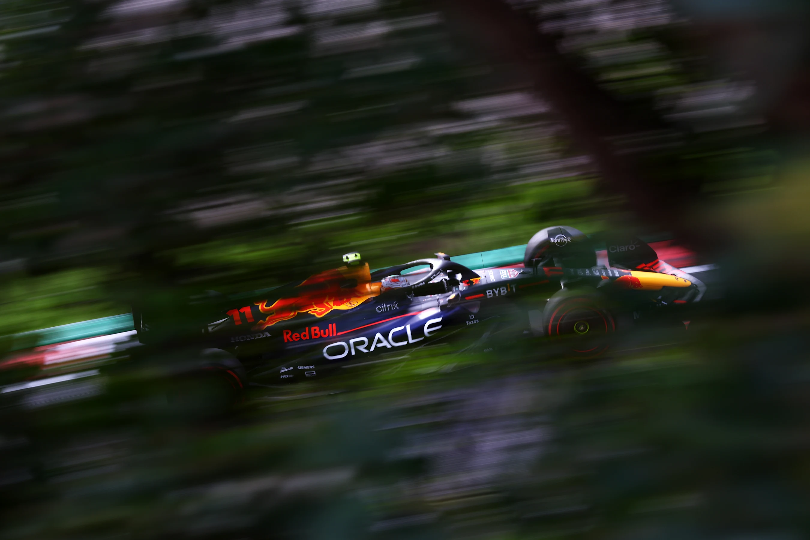 SUZUKA, JAPAN - OCTOBER 08: Sergio Perez of Mexico driving the (11) Oracle Red Bull Racing RB18 on