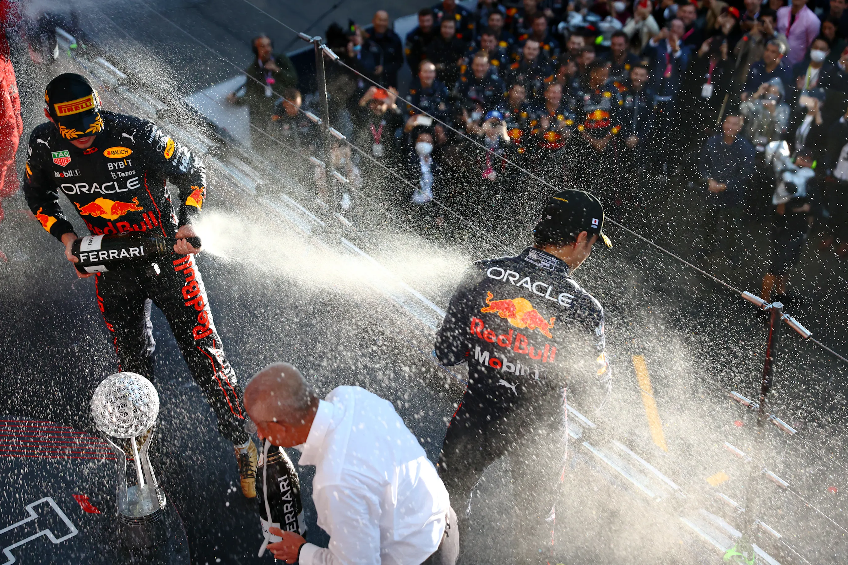 SUZUKA, JAPAN - OCTOBER 09: Race winner and 2022 F1 World Drivers Champion Max Verstappen of