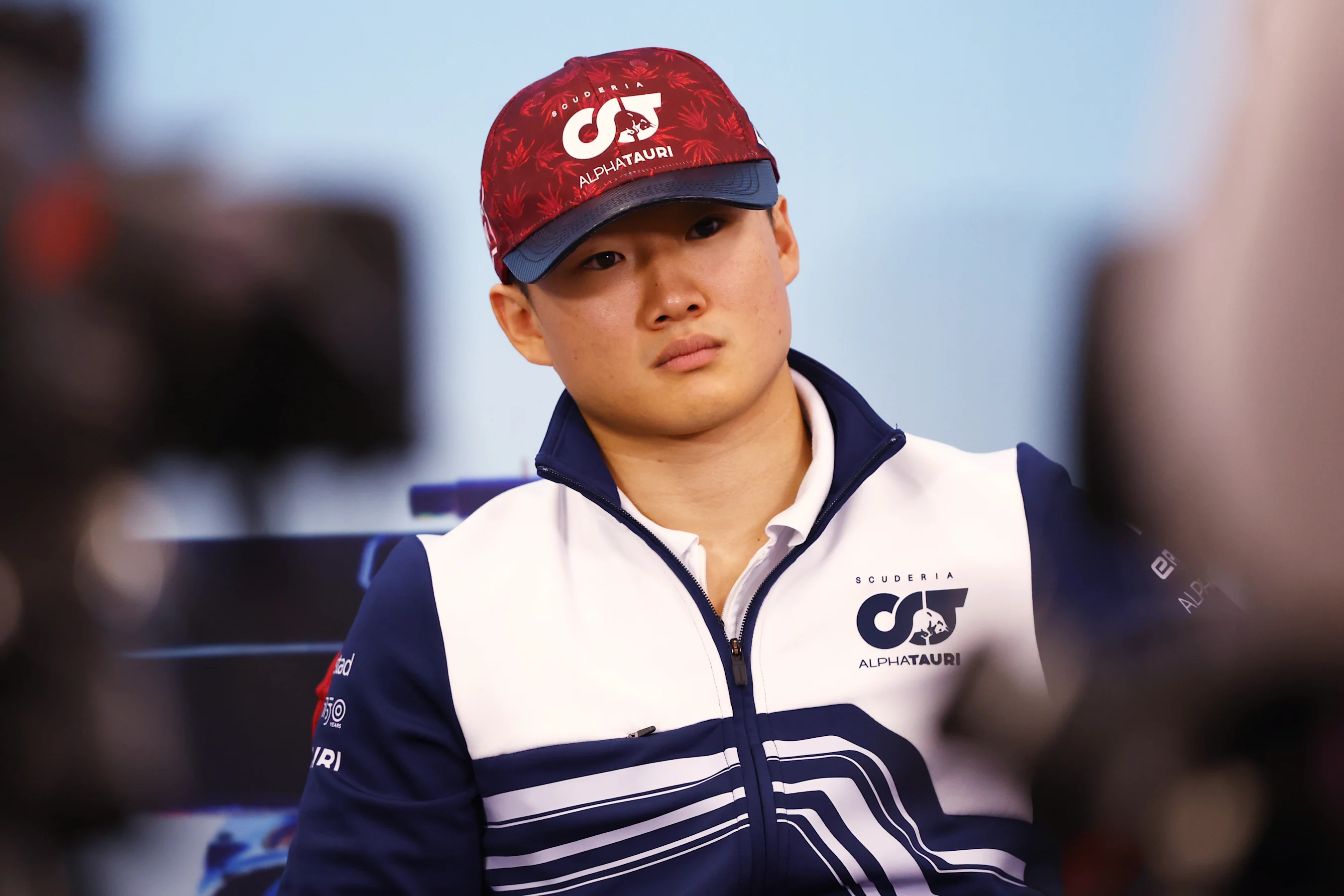 SUZUKA, JAPAN - OCTOBER 06: Yuki Tsunoda of Japan and Scuderia AlphaTauri attends the Drivers Press