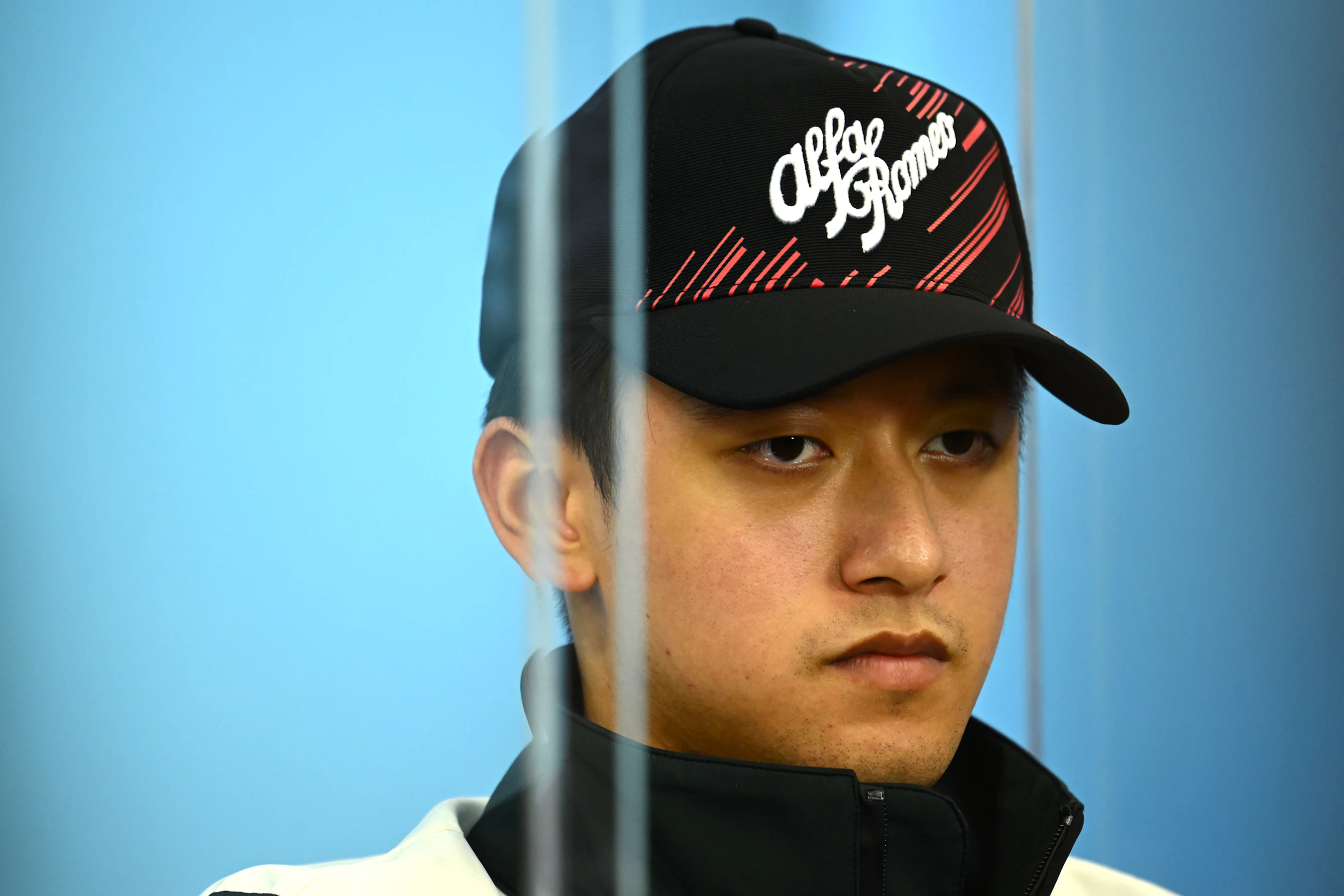 SUZUKA, JAPAN - OCTOBER 06: Zhou Guanyu of China and Alfa Romeo F1 attends the Drivers Press