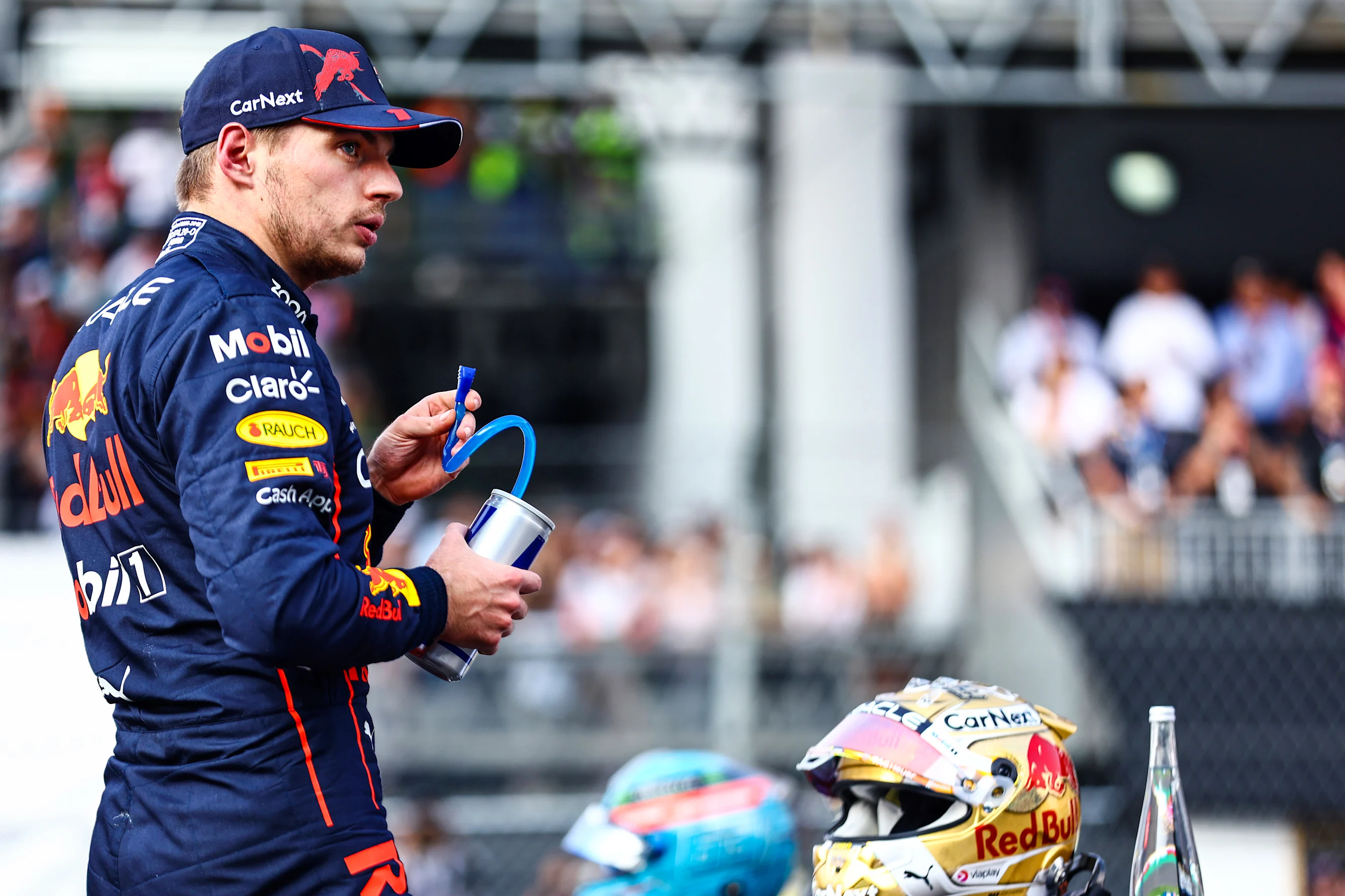 MEXICO CITY, MEXICO - OCTOBER 29: Pole position qualifier Max Verstappen of the Netherlands and