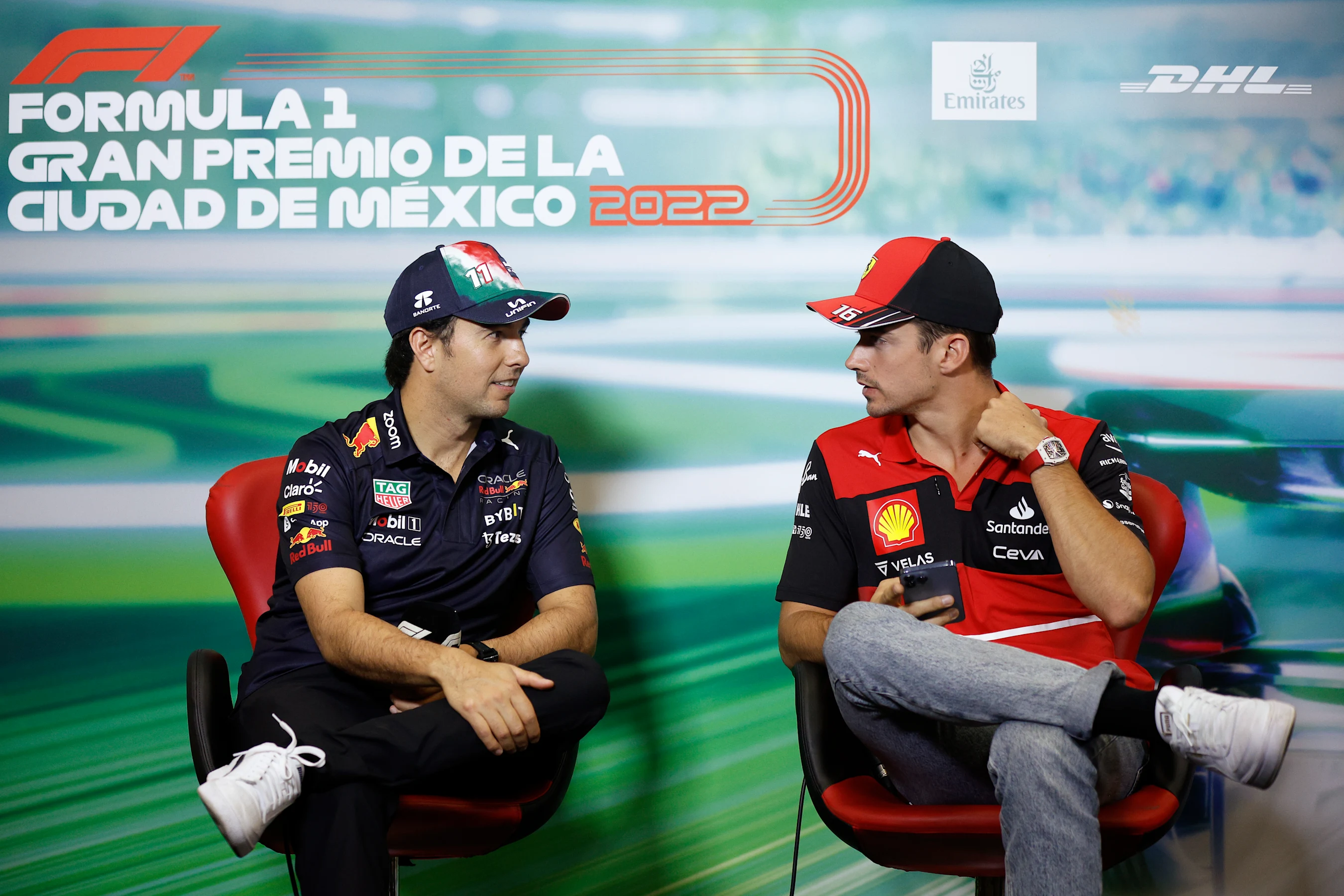 MEXICO CITY, MEXICO - OCTOBER 27: Sergio Perez of Mexico and Oracle Red Bull Racing and Charles