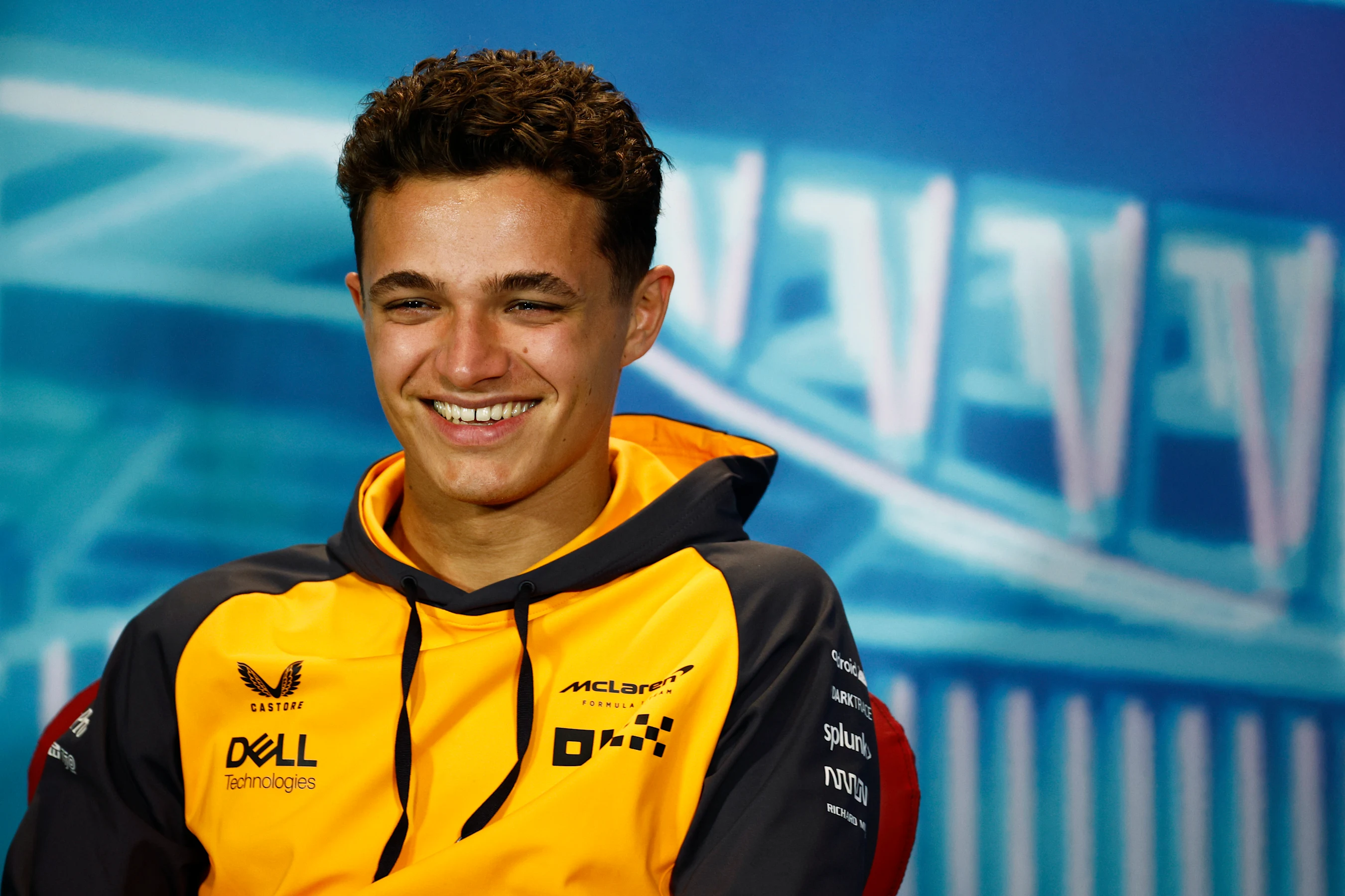 MIAMI, FLORIDA - MAY 06: Lando Norris of Great Britain and McLaren talks in the Drivers Press