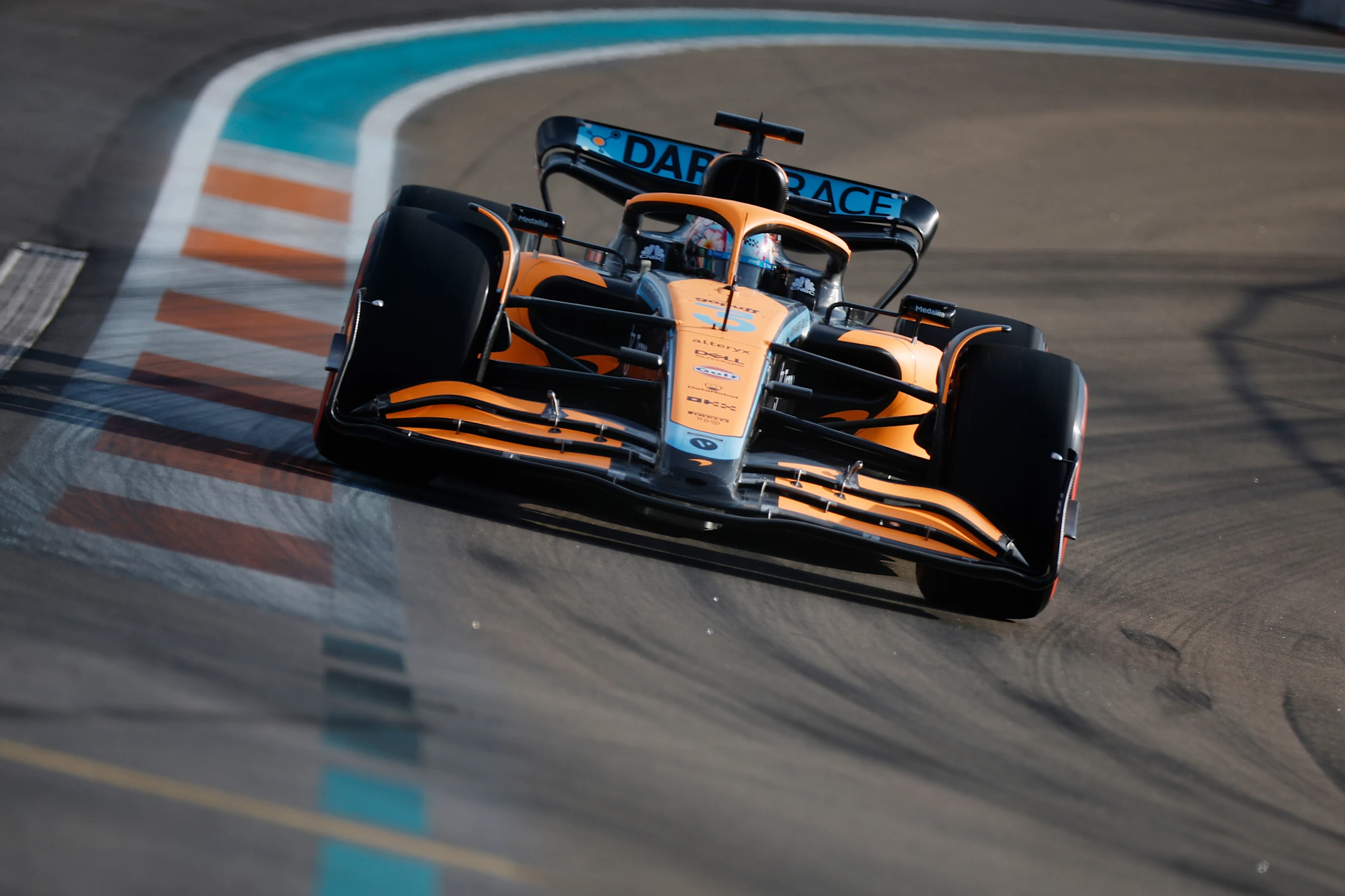 MIAMI, FLORIDA - MAY 06: Daniel Ricciardo of Australia driving the (3) McLaren MCL36 Mercedes on