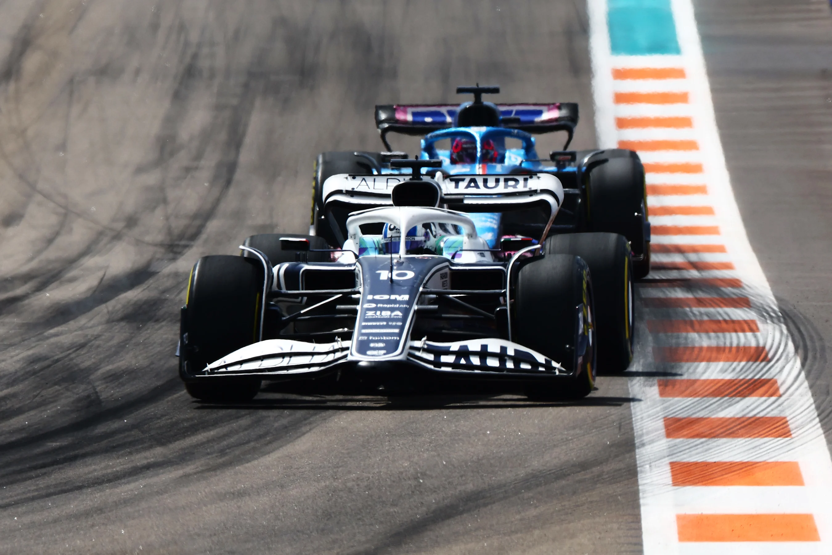 MIAMI, FLORIDA - MAY 08: Pierre Gasly of France driving the (10) Scuderia AlphaTauri AT03 on track