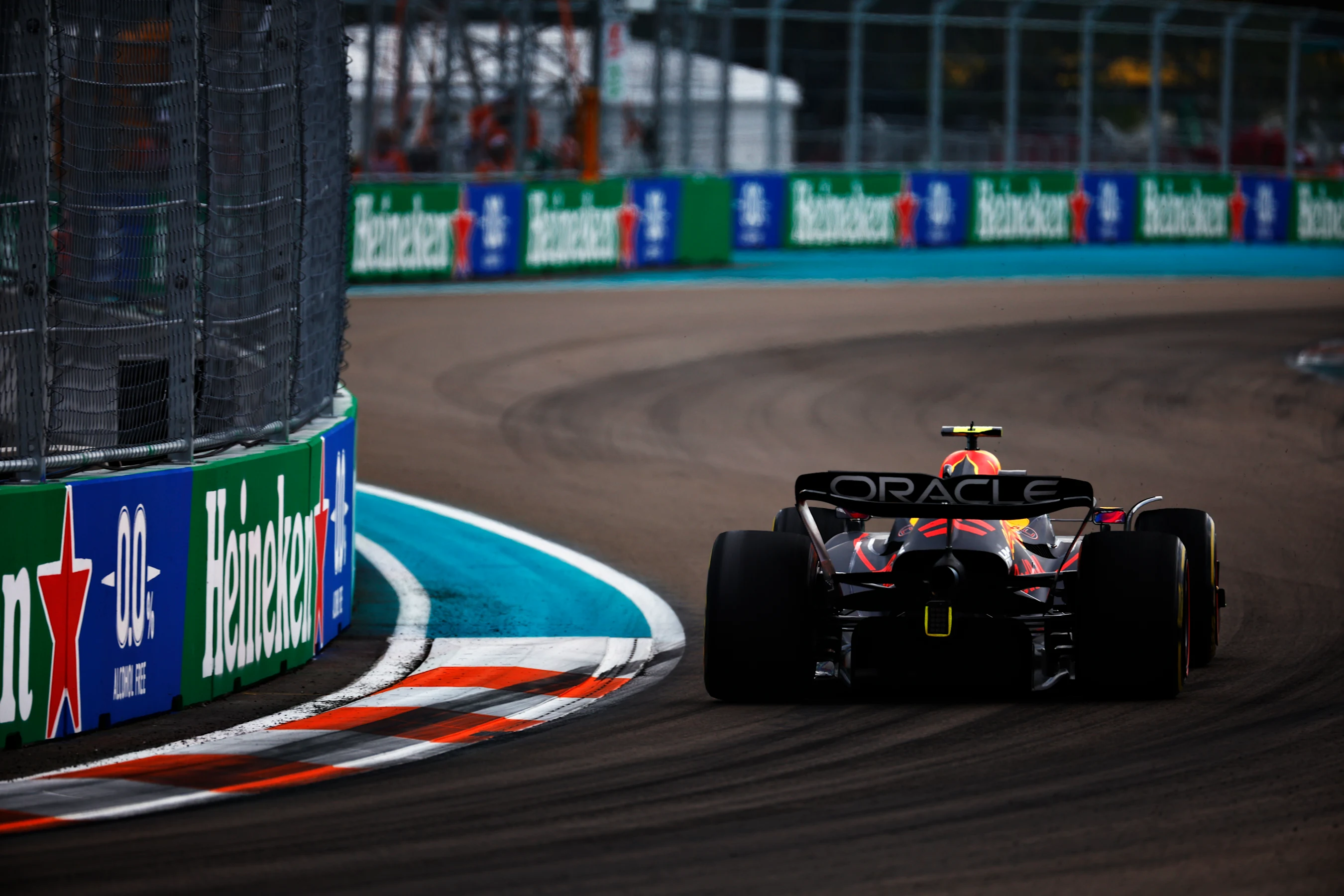 MIAMI, FLORIDA - MAY 08: Sergio Perez of Mexico driving the (11) Oracle Red Bull Racing RB18 on