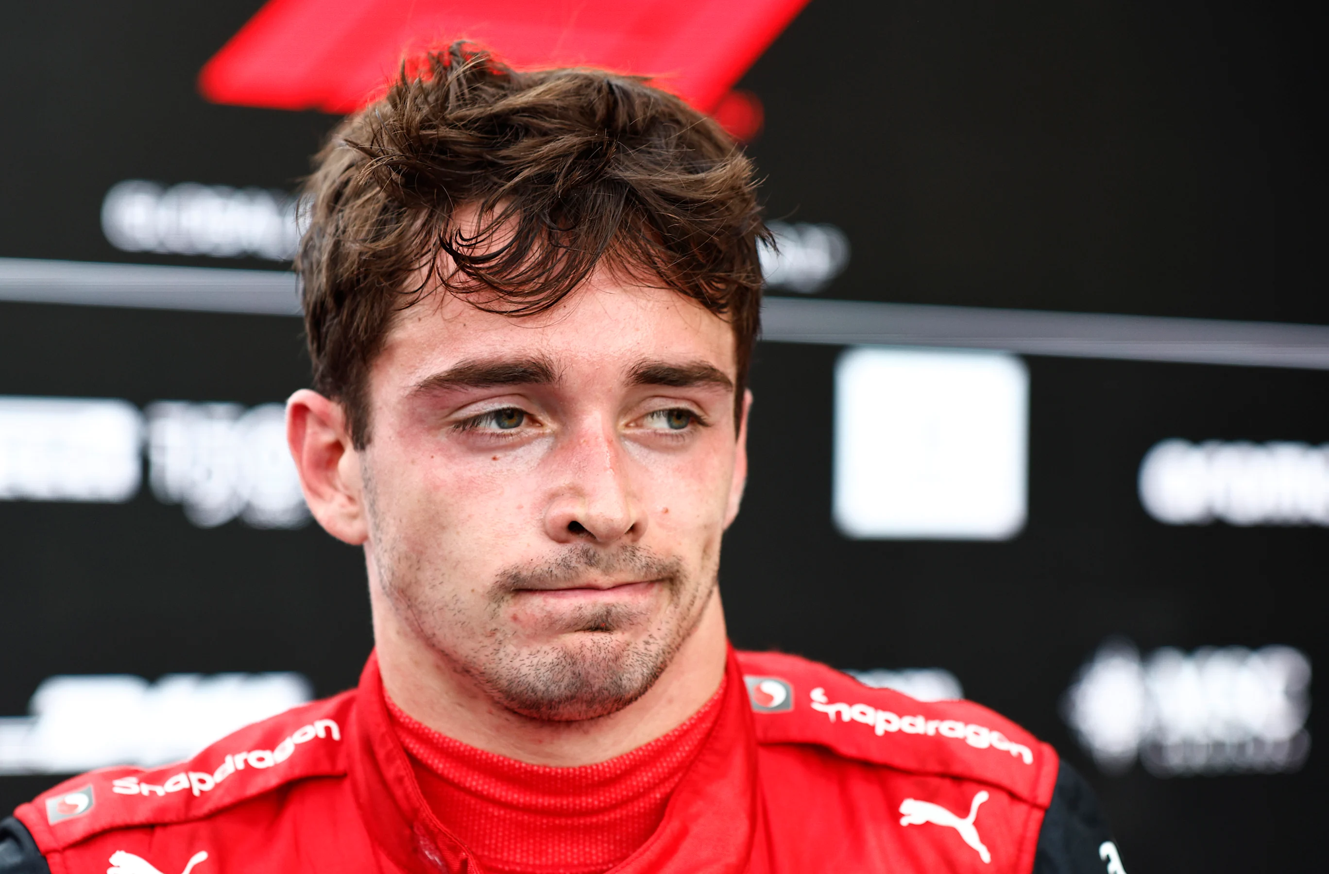 MIAMI, FLORIDA - MAY 08: Second placed Charles Leclerc of Monaco and Ferrari looks on in parc ferme