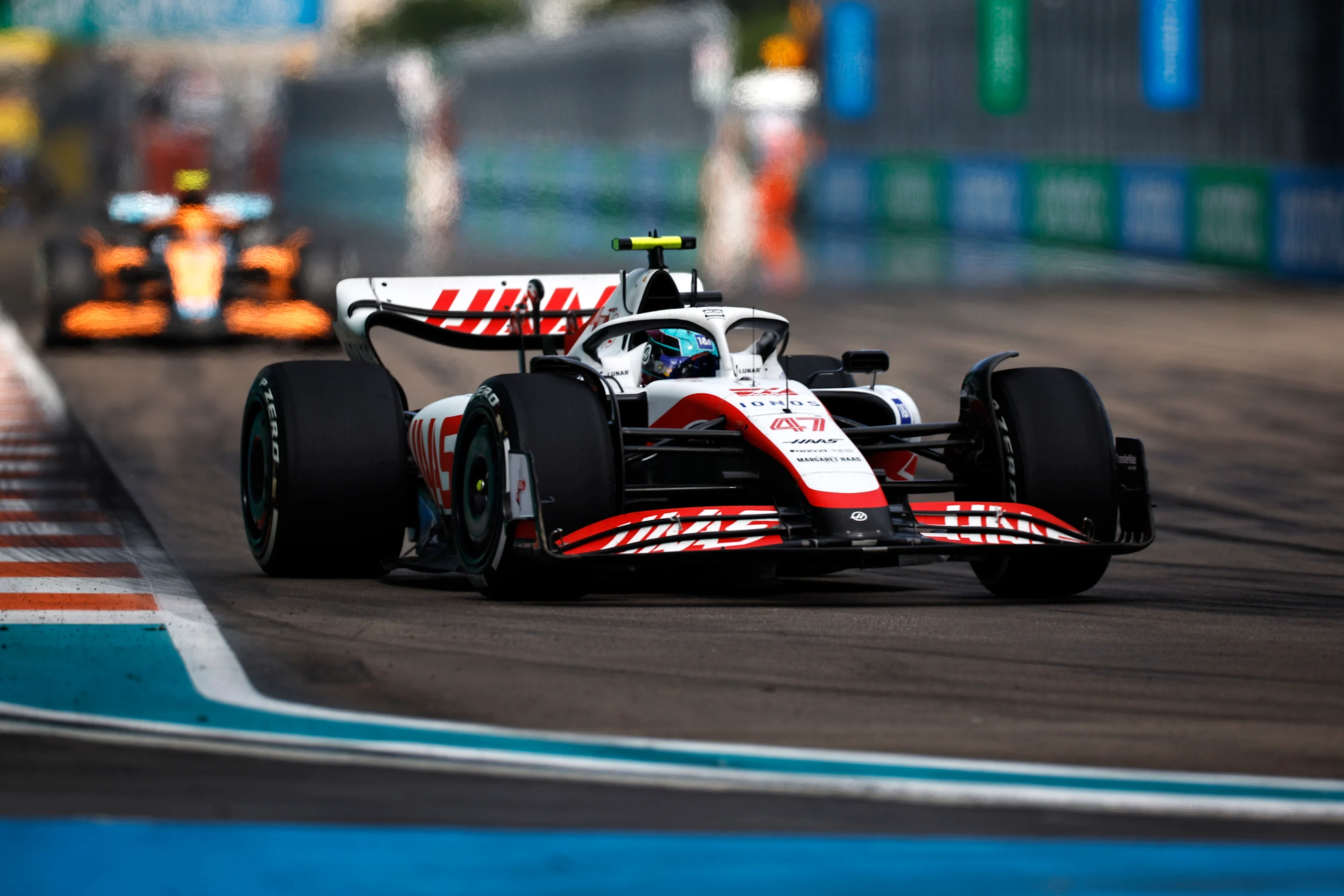 MIAMI, FLORIDA - MAY 08: Mick Schumacher of Germany driving the (47) Haas F1 VF-22 Ferrari on track