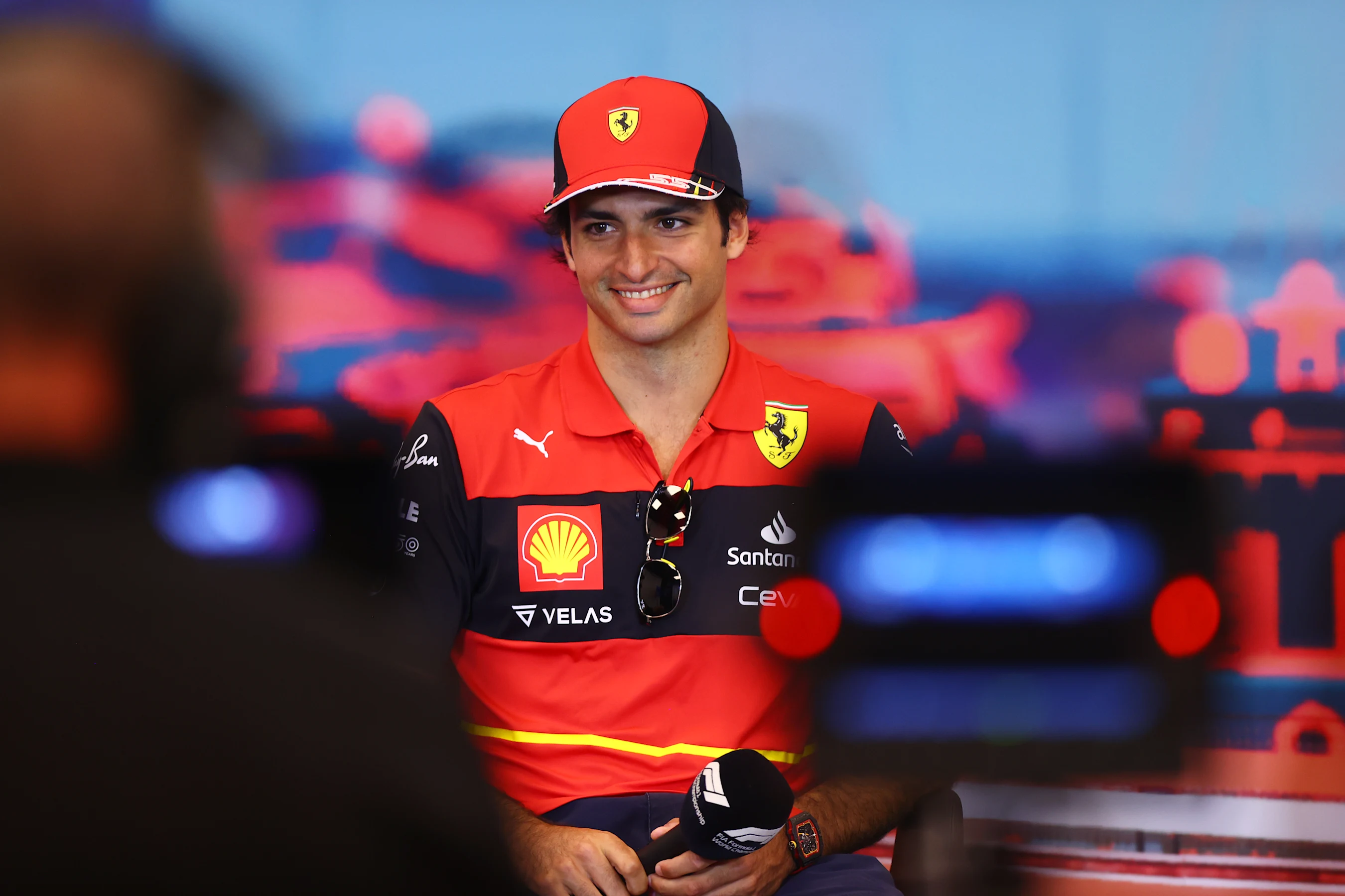 MONTE-CARLO, MONACO - MAY 27: Carlos Sainz of Spain and Ferrari talks in the Drivers Press