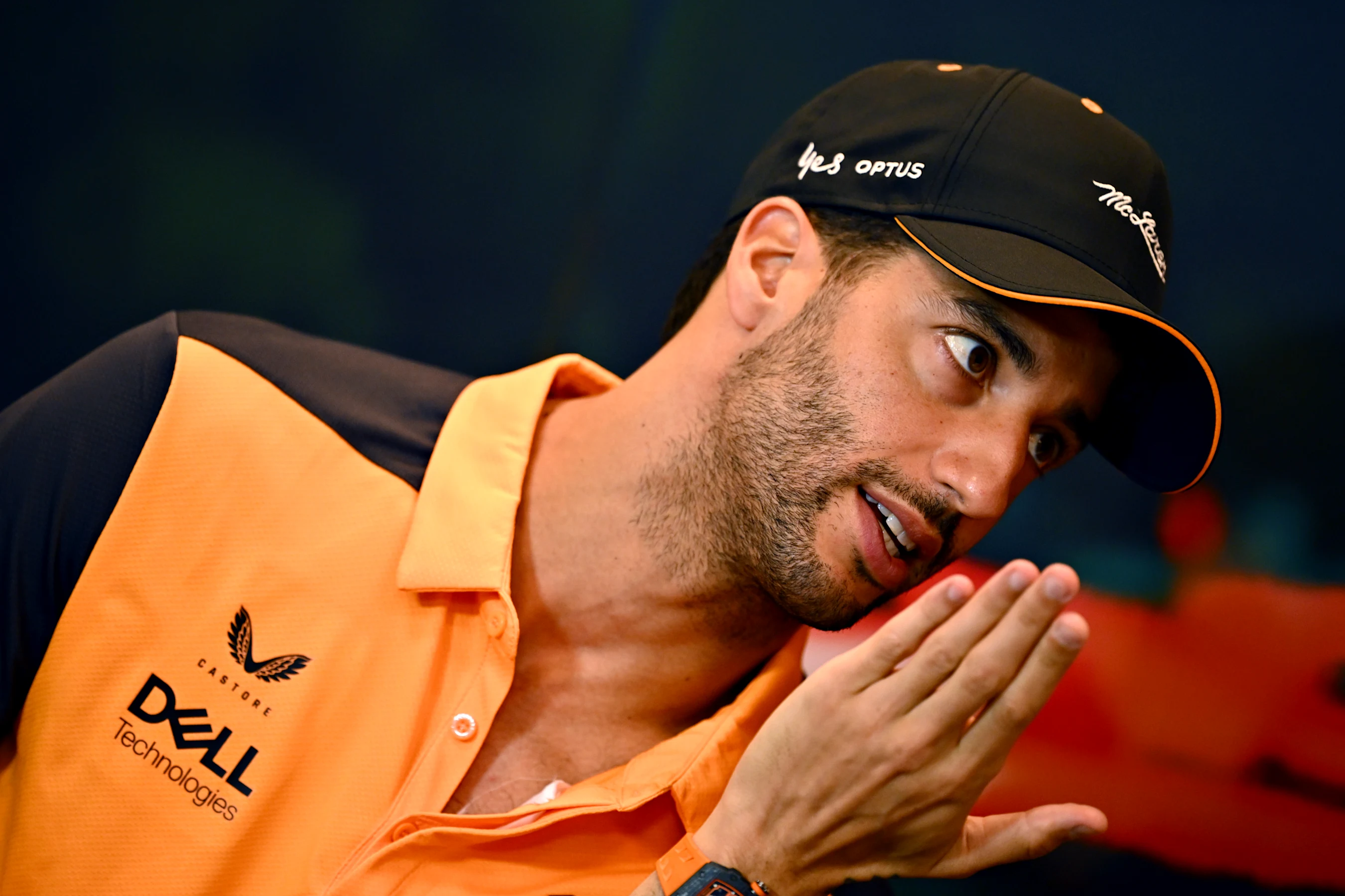 MONTE-CARLO, MONACO - MAY 27: Daniel Ricciardo of Australia and McLaren talks in the Drivers Press