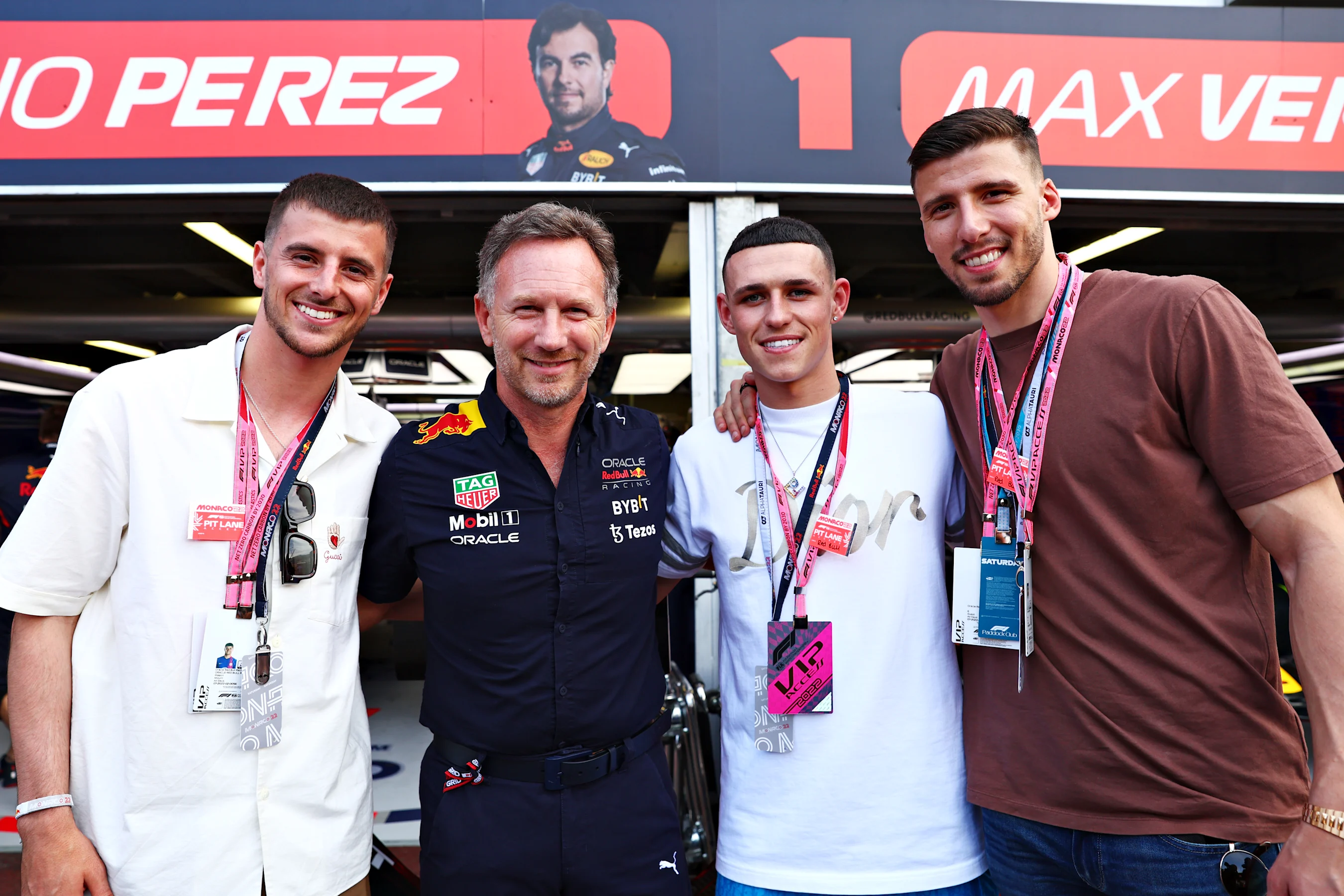 MONTE-CARLO, MONACO - MAY 28: (L-R) Mason Mount, Red Bull Racing Team Principal Christian Horner,