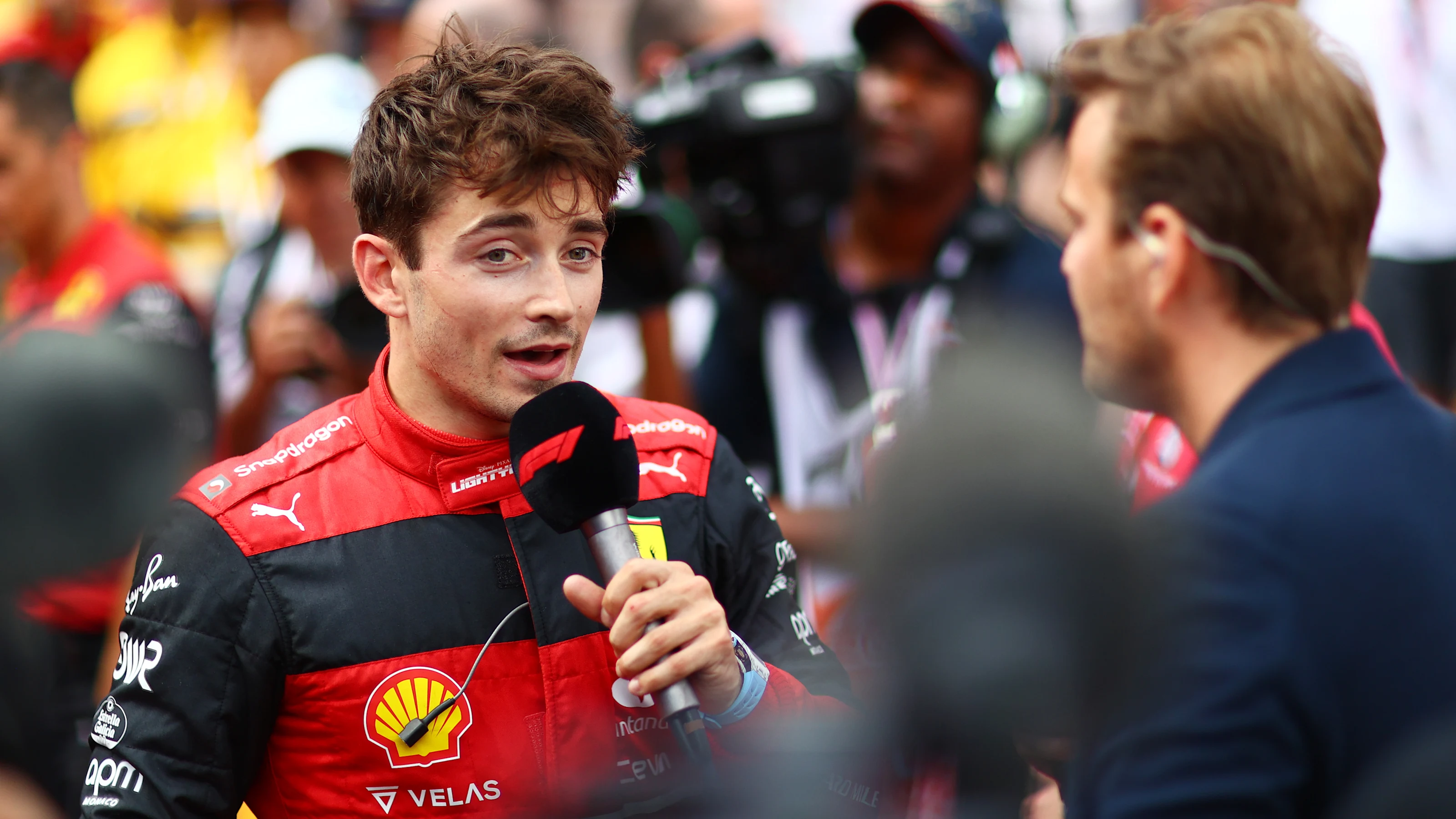 MONTE-CARLO, MONACO - MAY 28: Pole position qualifier Charles Leclerc of Monaco and Ferrari talks