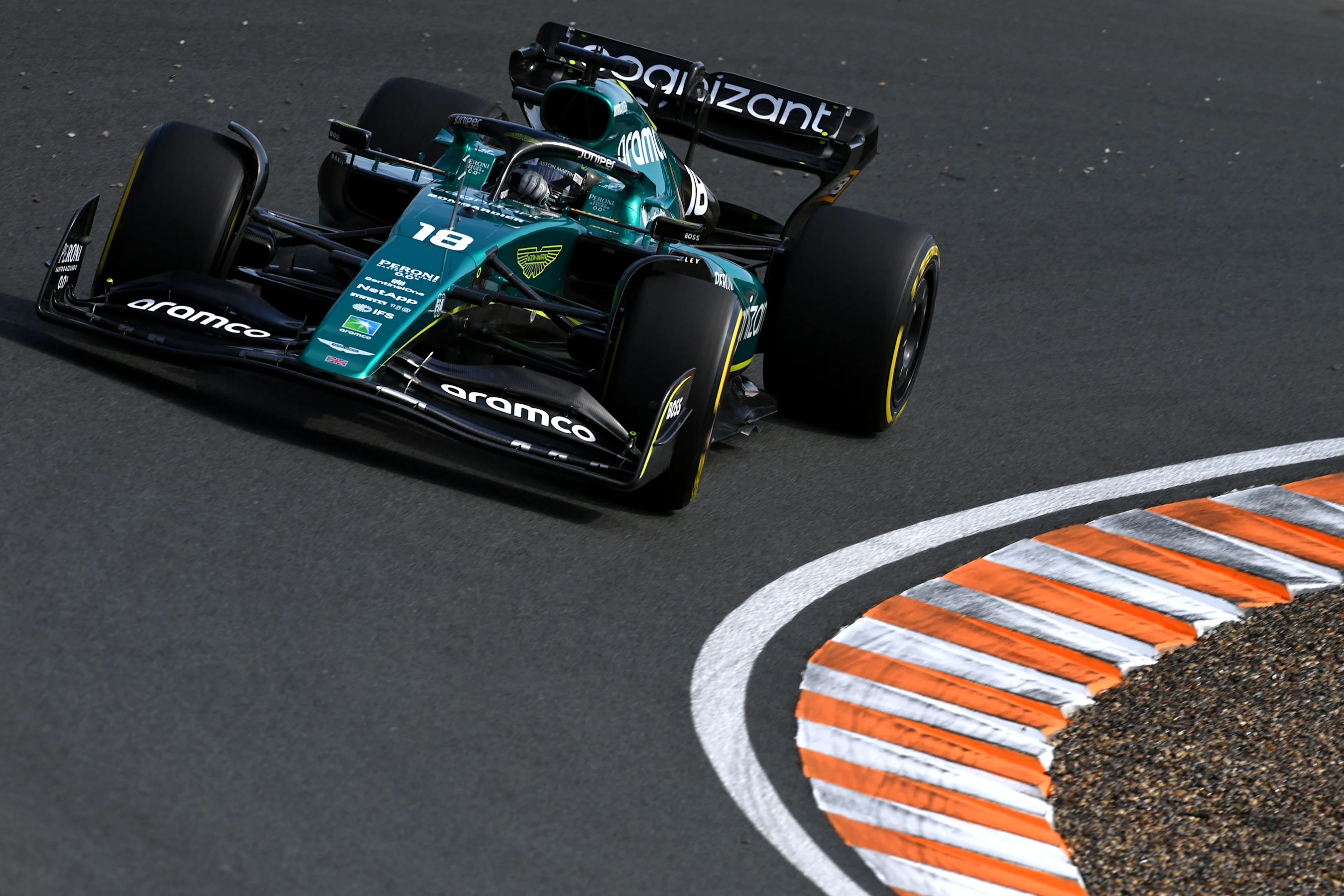 ZANDVOORT, NETHERLANDS - SEPTEMBER 02: Lance Stroll of Canada driving the (18) Aston Martin AMR22