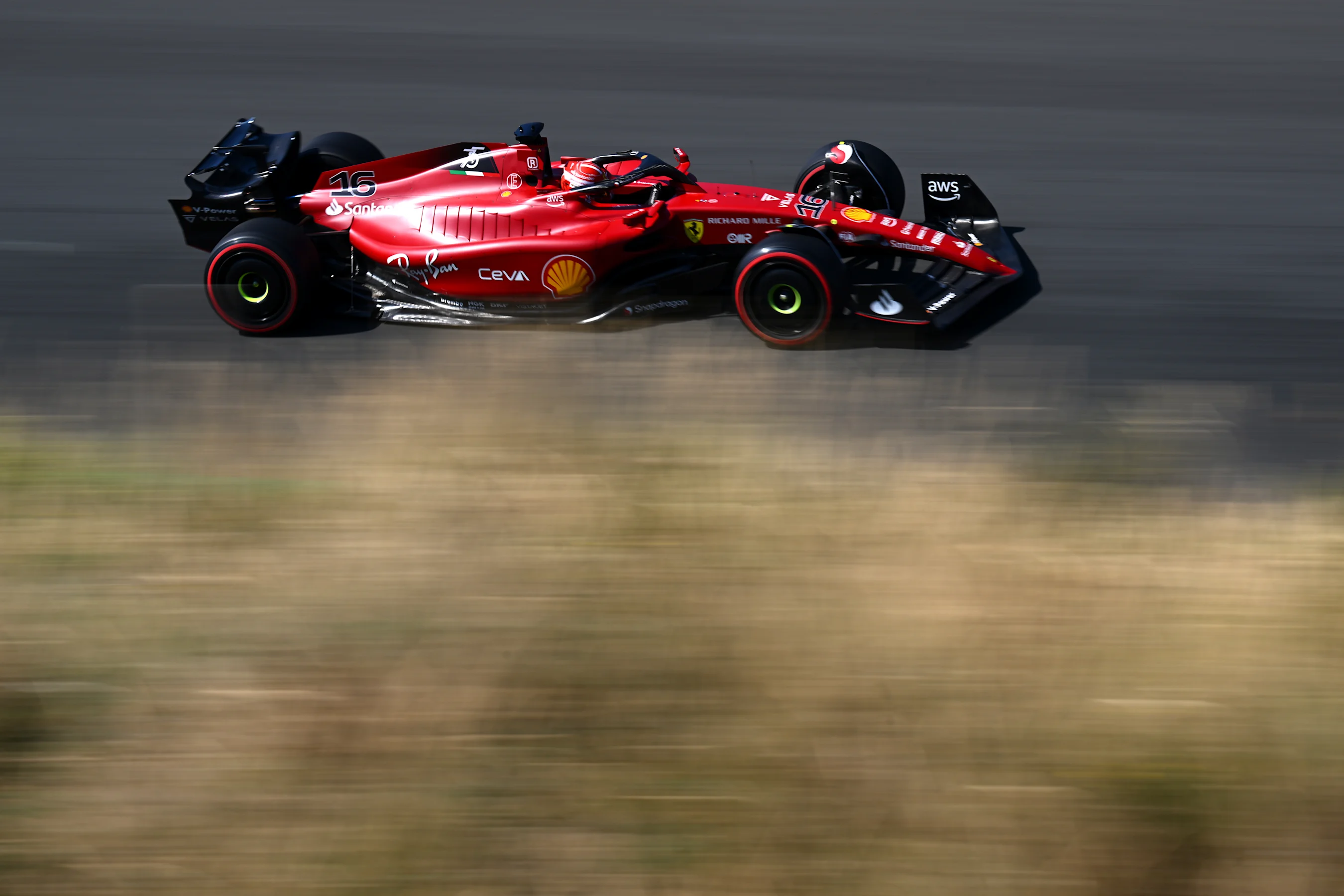 ZANDVOORT, NETHERLANDS - SEPTEMBER 03: Charles Leclerc of Monaco driving the (16) Ferrari F1-75 on
