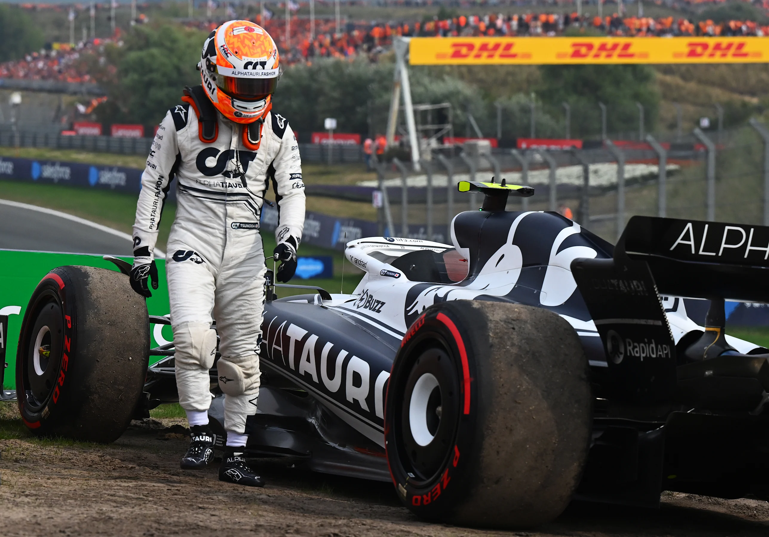 ZANDVOORT, NETHERLANDS - SEPTEMBER 04: Yuki Tsunoda of Japan and Scuderia AlphaTauri looks on after