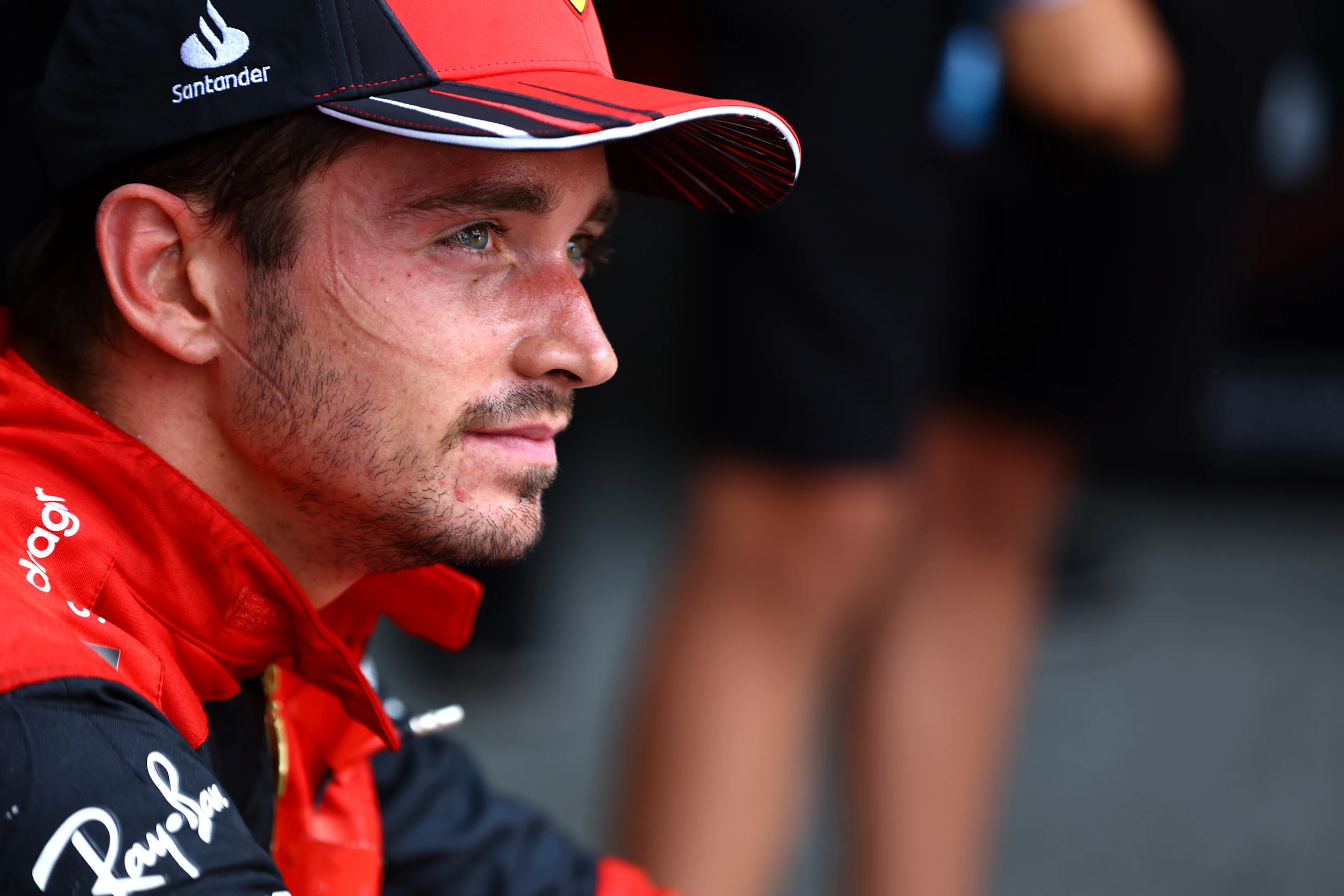 ZANDVOORT, NETHERLANDS - SEPTEMBER 04: Third placed Charles Leclerc of Monaco and Ferrari reacts in