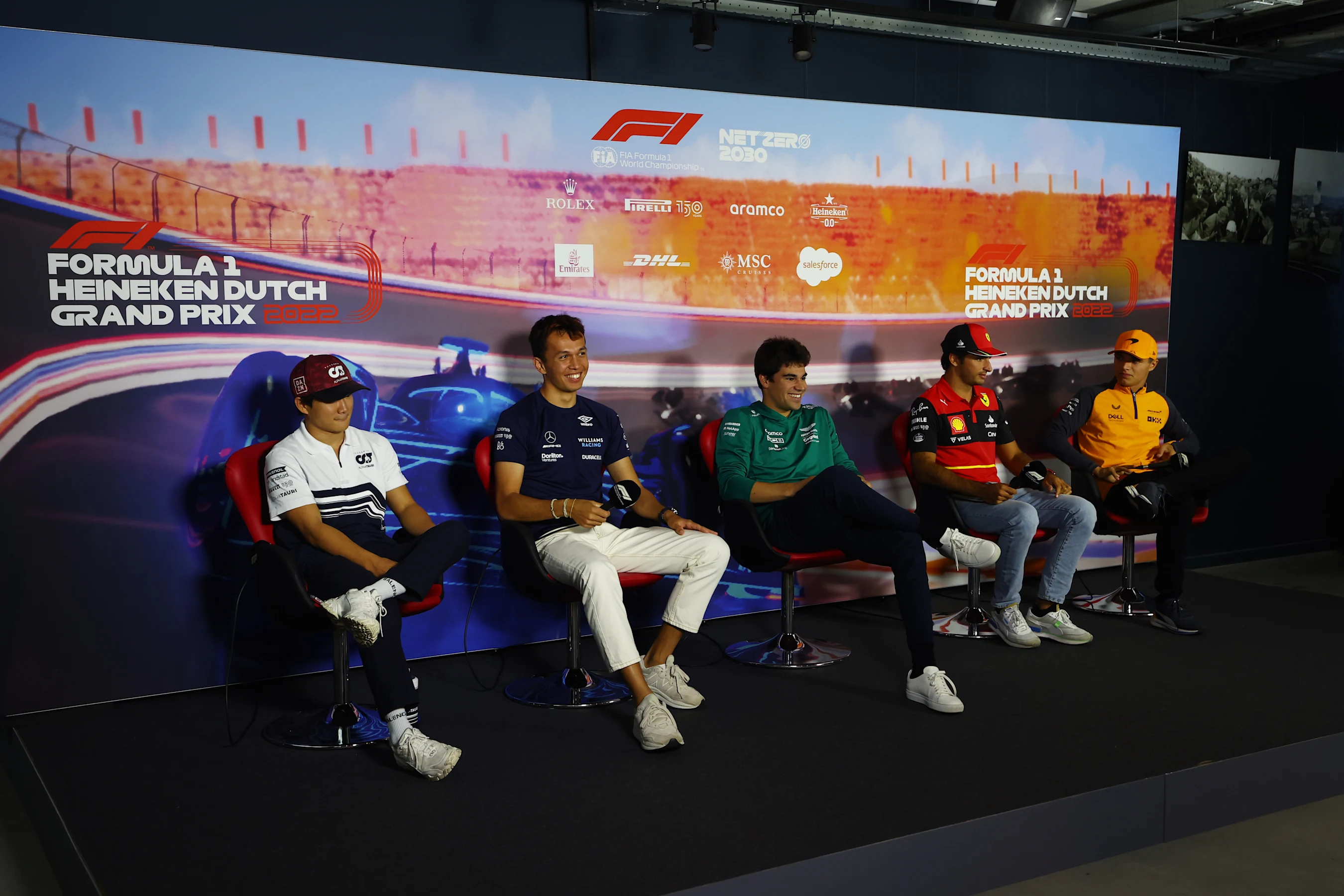 ZANDVOORT, NETHERLANDS - SEPTEMBER 01: (L-R) Yuki Tsunoda of Japan and Scuderia AlphaTauri,