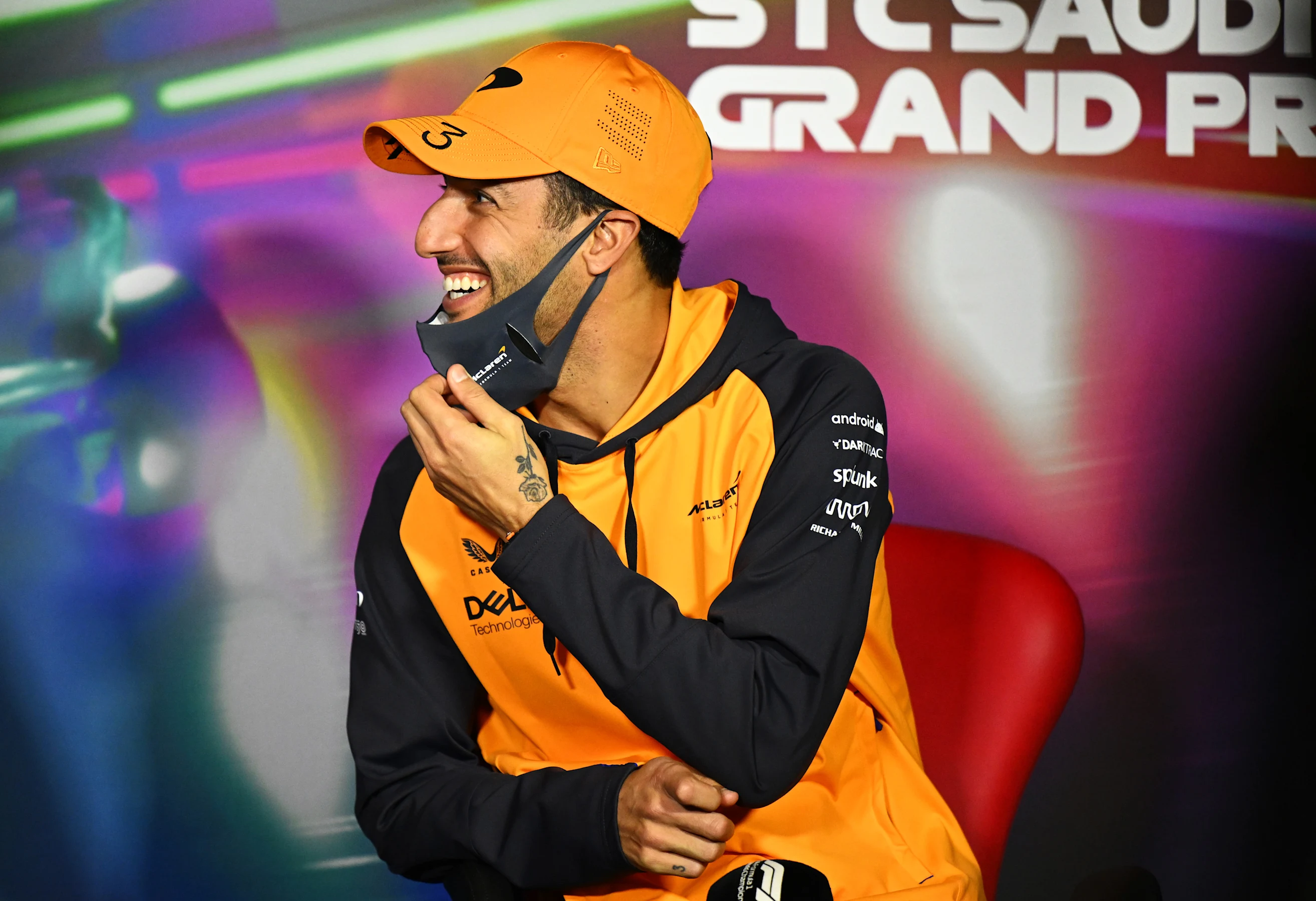 JEDDAH, SAUDI ARABIA - MARCH 25: Daniel Ricciardo of Australia and McLaren looks on in the Drivers