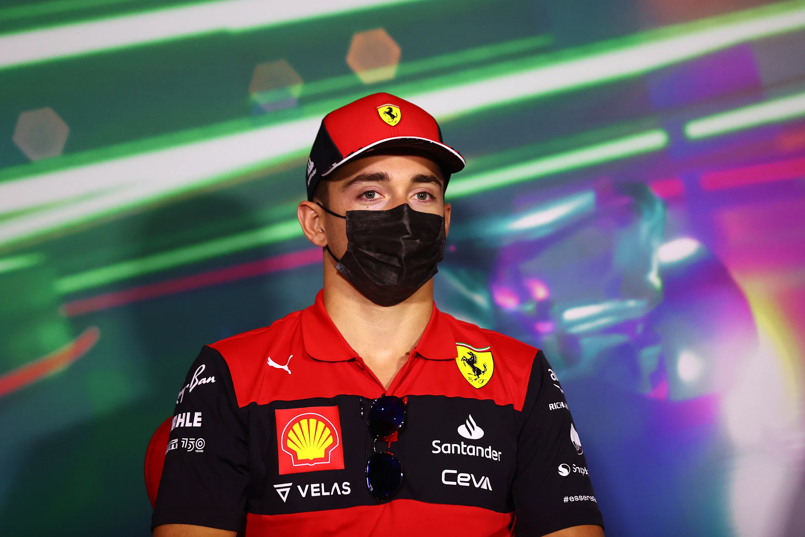 JEDDAH, SAUDI ARABIA - MARCH 25: Charles Leclerc of Monaco and Ferrari looks on in the Drivers
