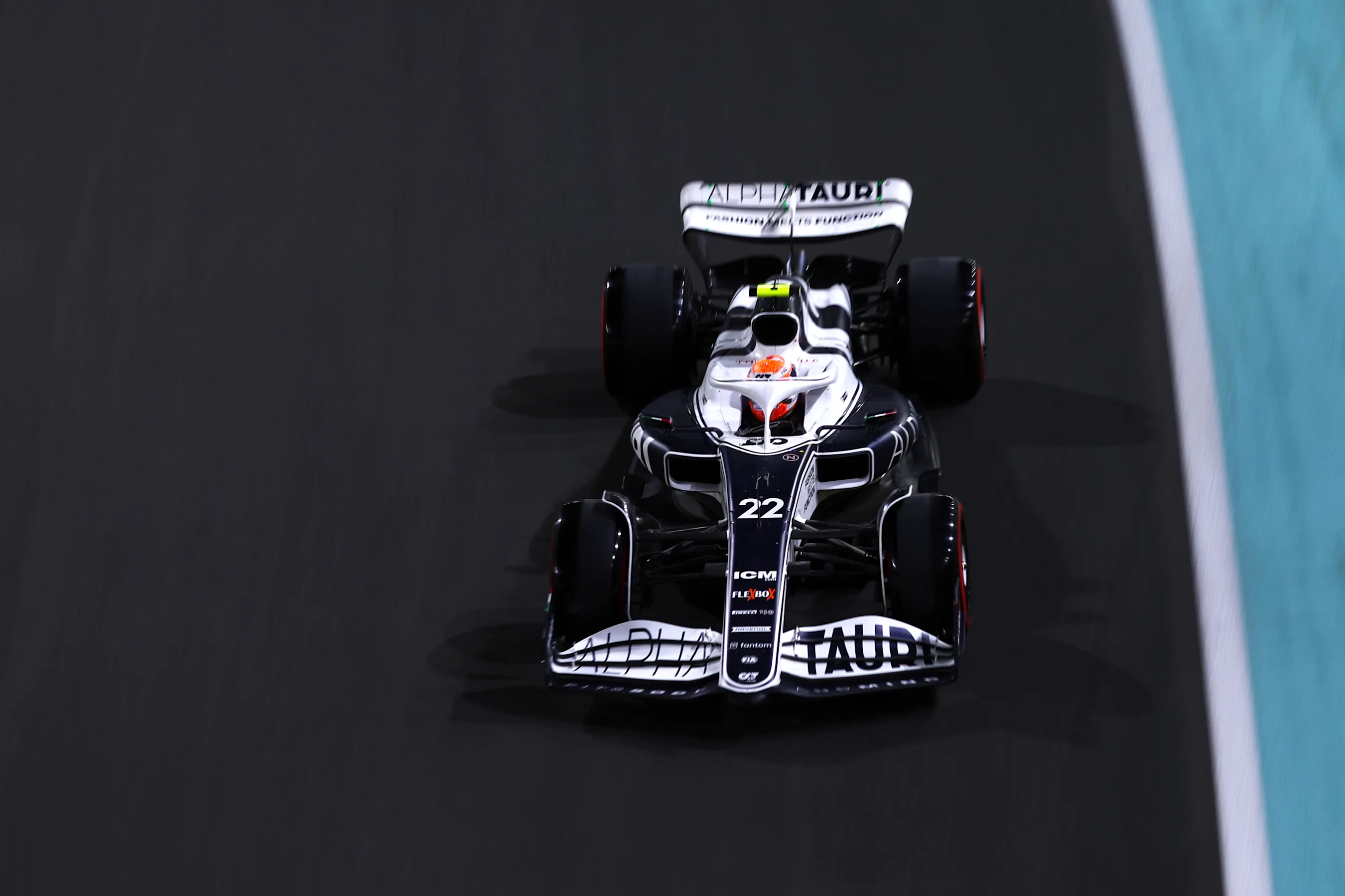 JEDDAH, SAUDI ARABIA - MARCH 26: Yuki Tsunoda of Japan driving the (22) Scuderia AlphaTauri AT03 on