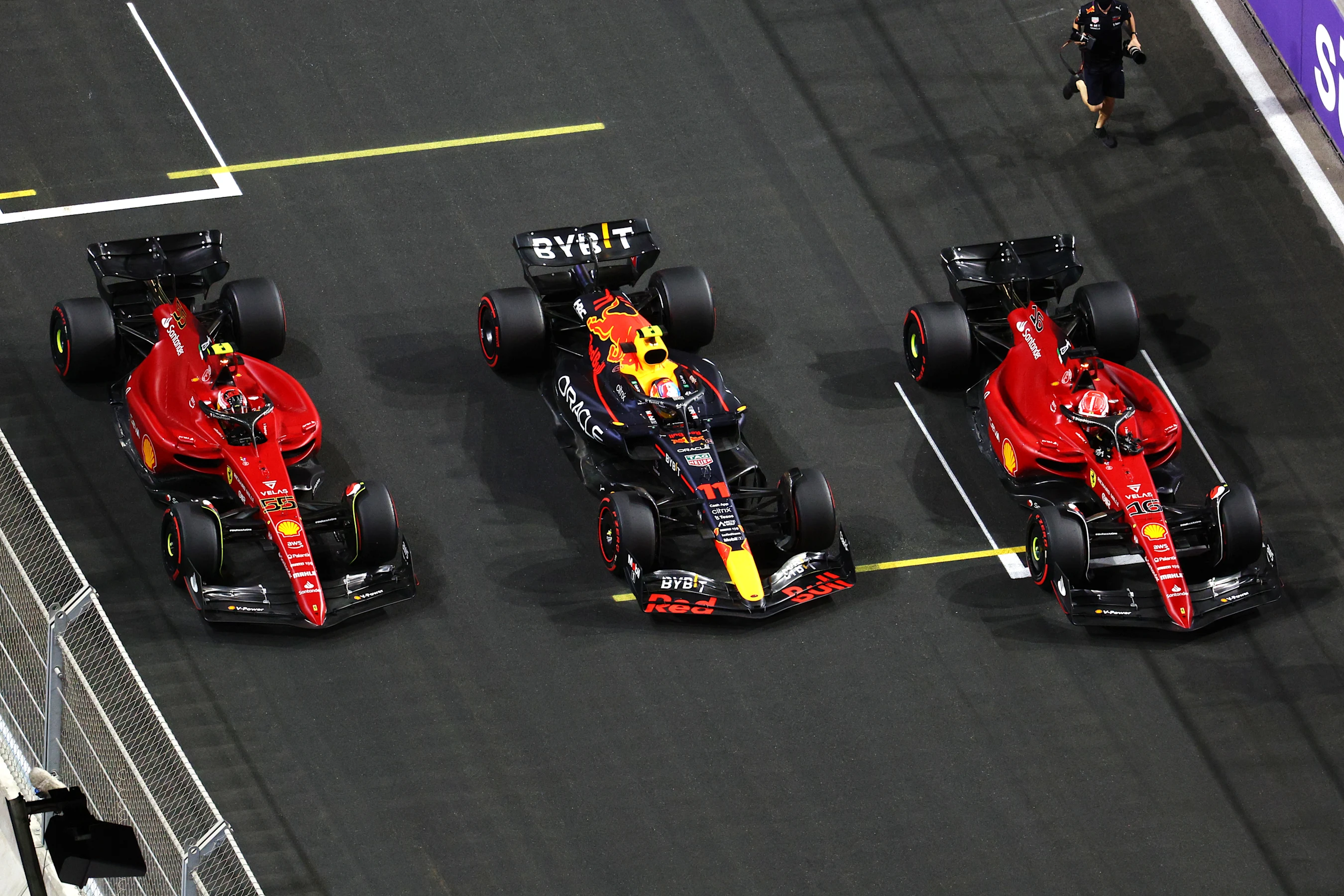 JEDDAH, SAUDI ARABIA - MARCH 26: Pole position qualifier Sergio Perez of Mexico and Oracle Red Bull