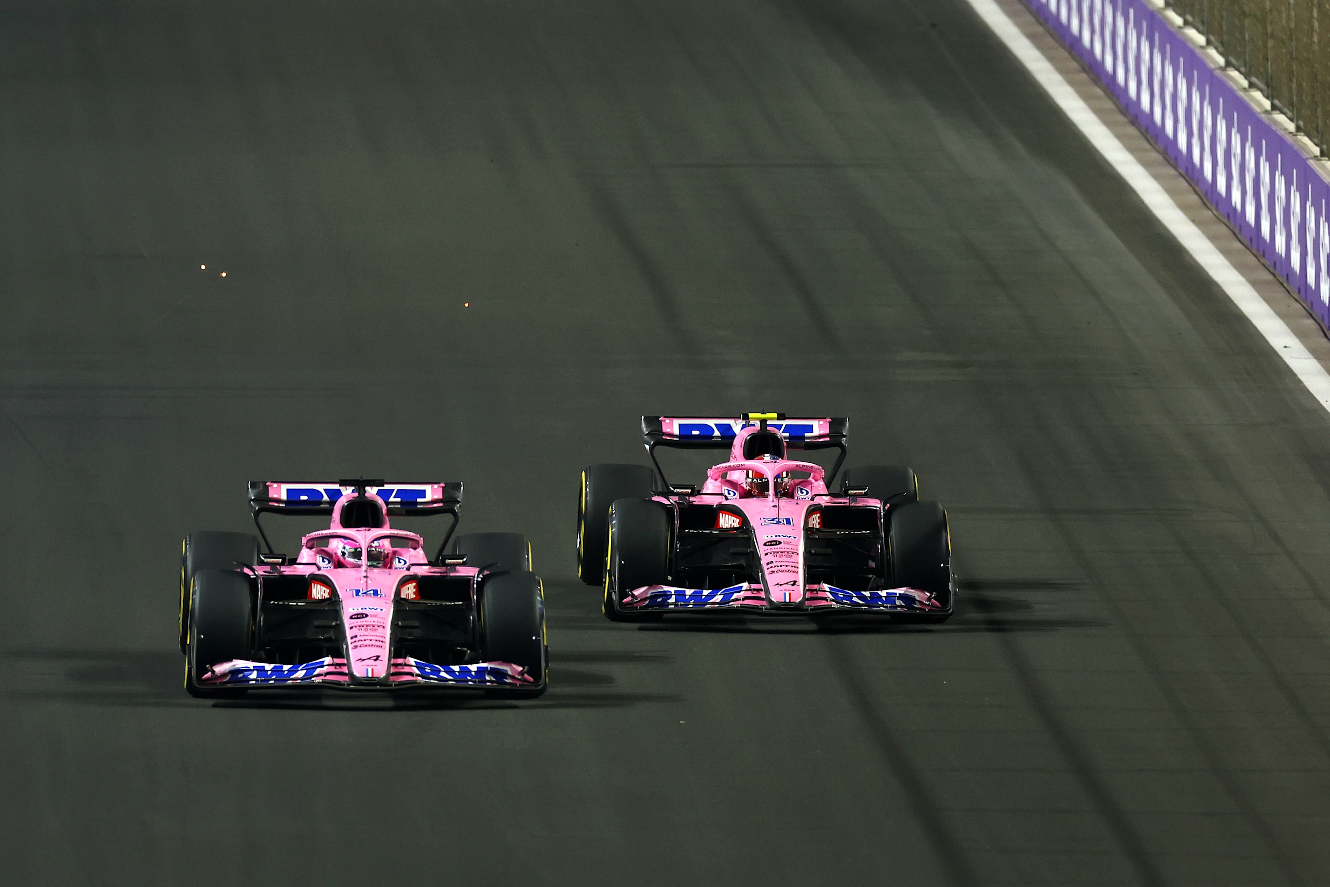 JEDDAH, SAUDI ARABIA - MARCH 27: Fernando Alonso of Spain driving the (14) Alpine F1 A522 Renault