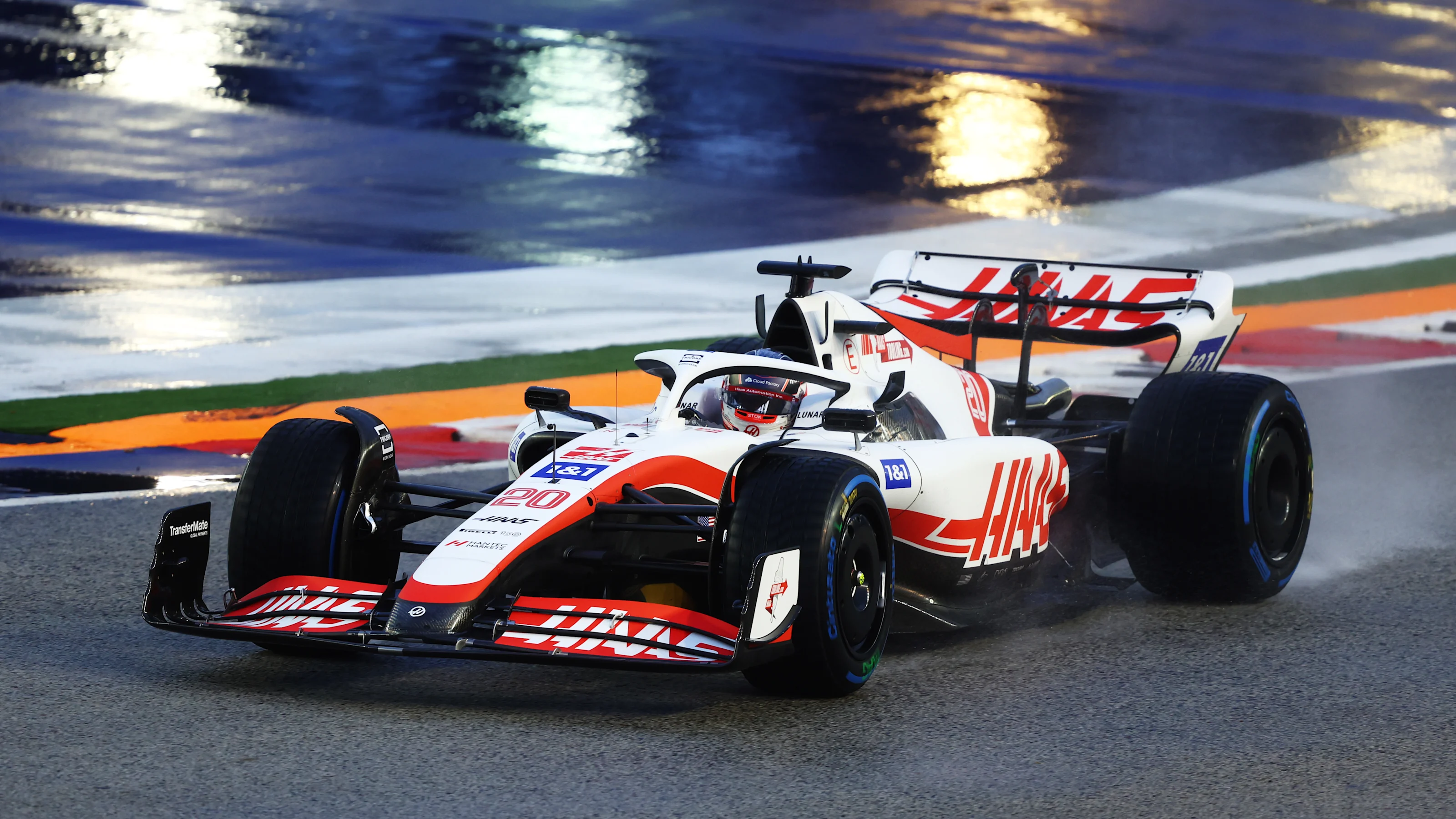 SINGAPORE, SINGAPORE - OCTOBER 01: Kevin Magnussen of Denmark driving the (20) Haas F1 VF-22