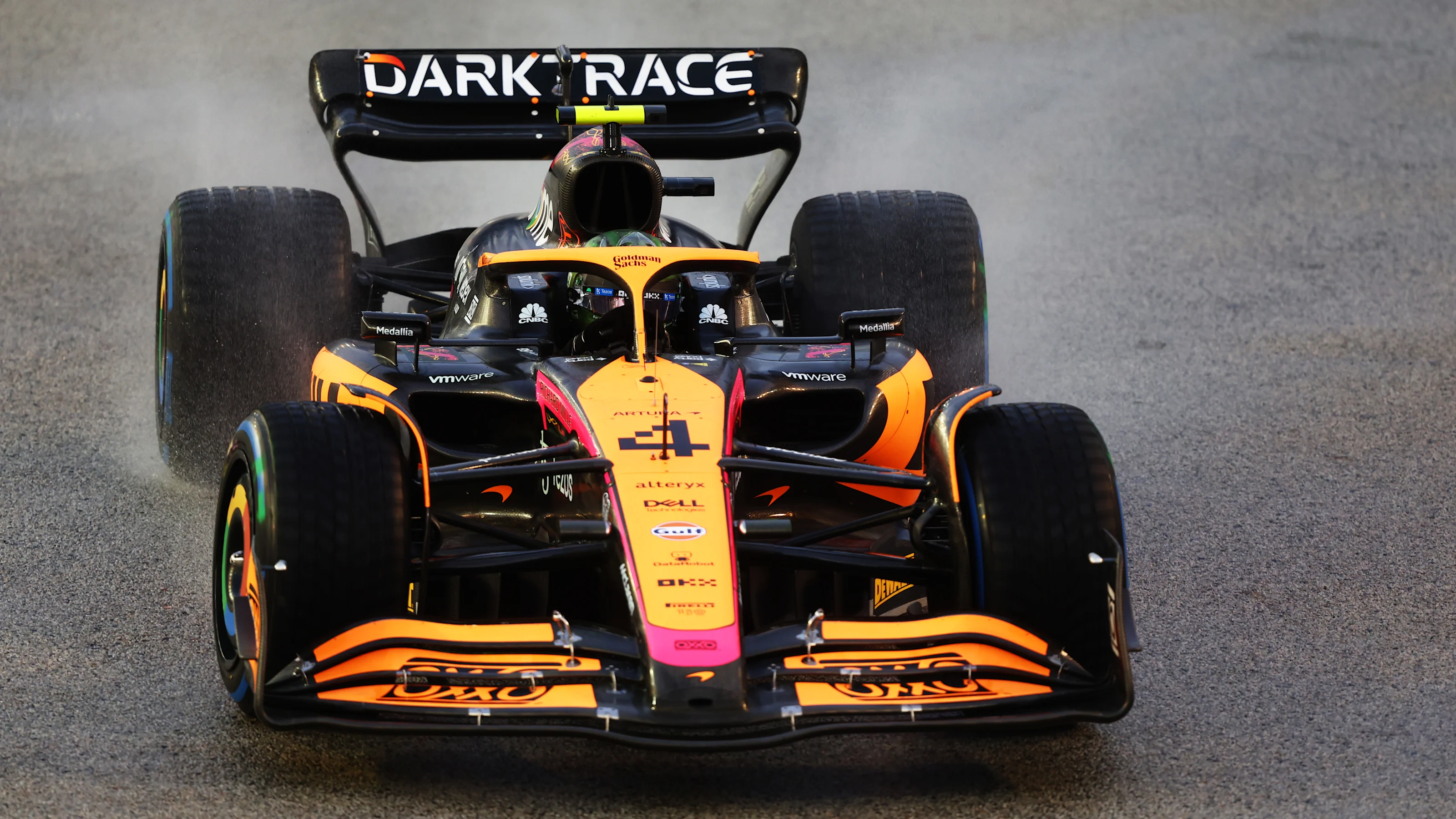 SINGAPORE, SINGAPORE - OCTOBER 01: Lando Norris of Great Britain driving the (4) McLaren MCL36