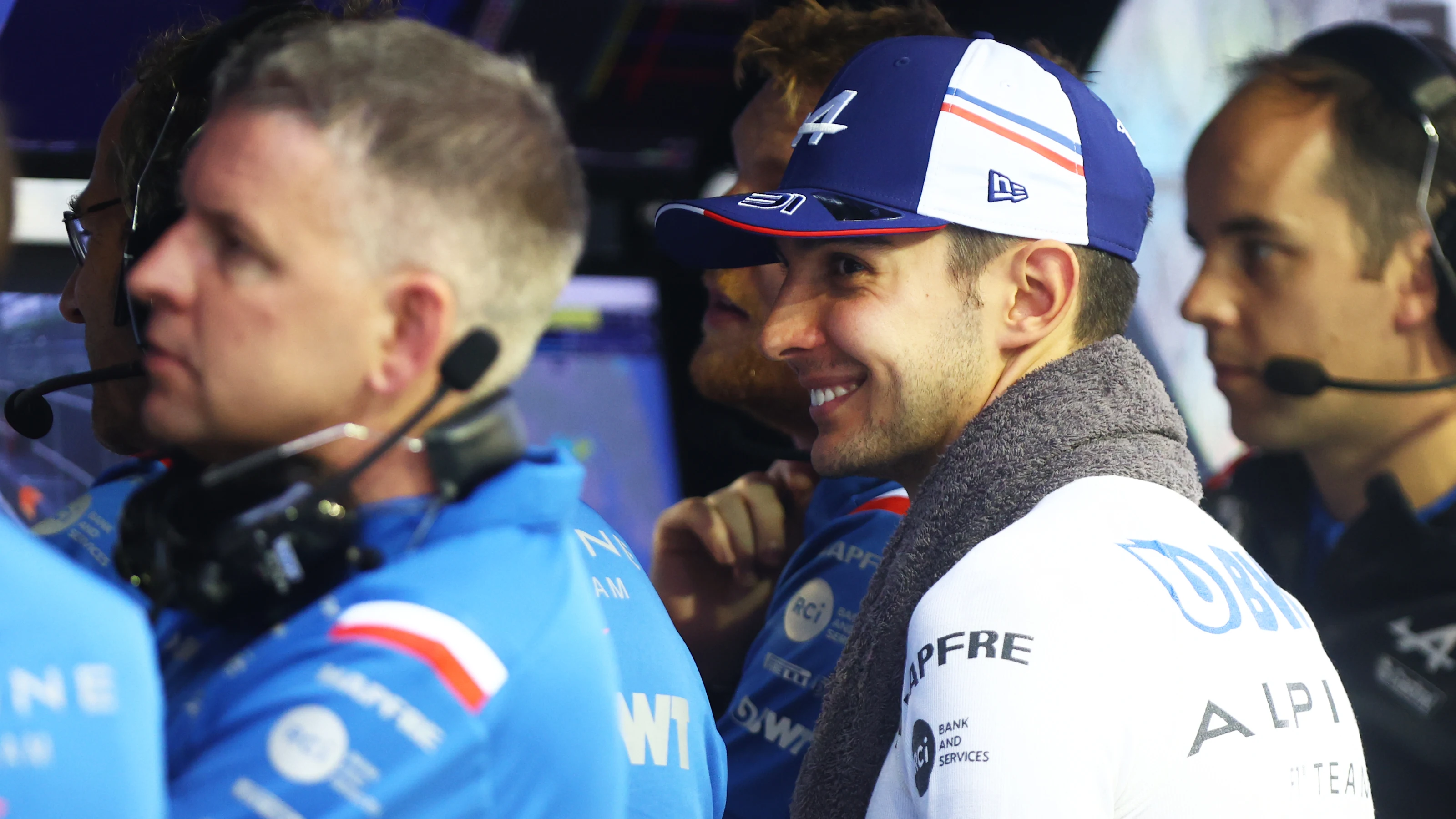 SINGAPORE, SINGAPORE - OCTOBER 01: Esteban Ocon of France and Alpine F1 looks on during final