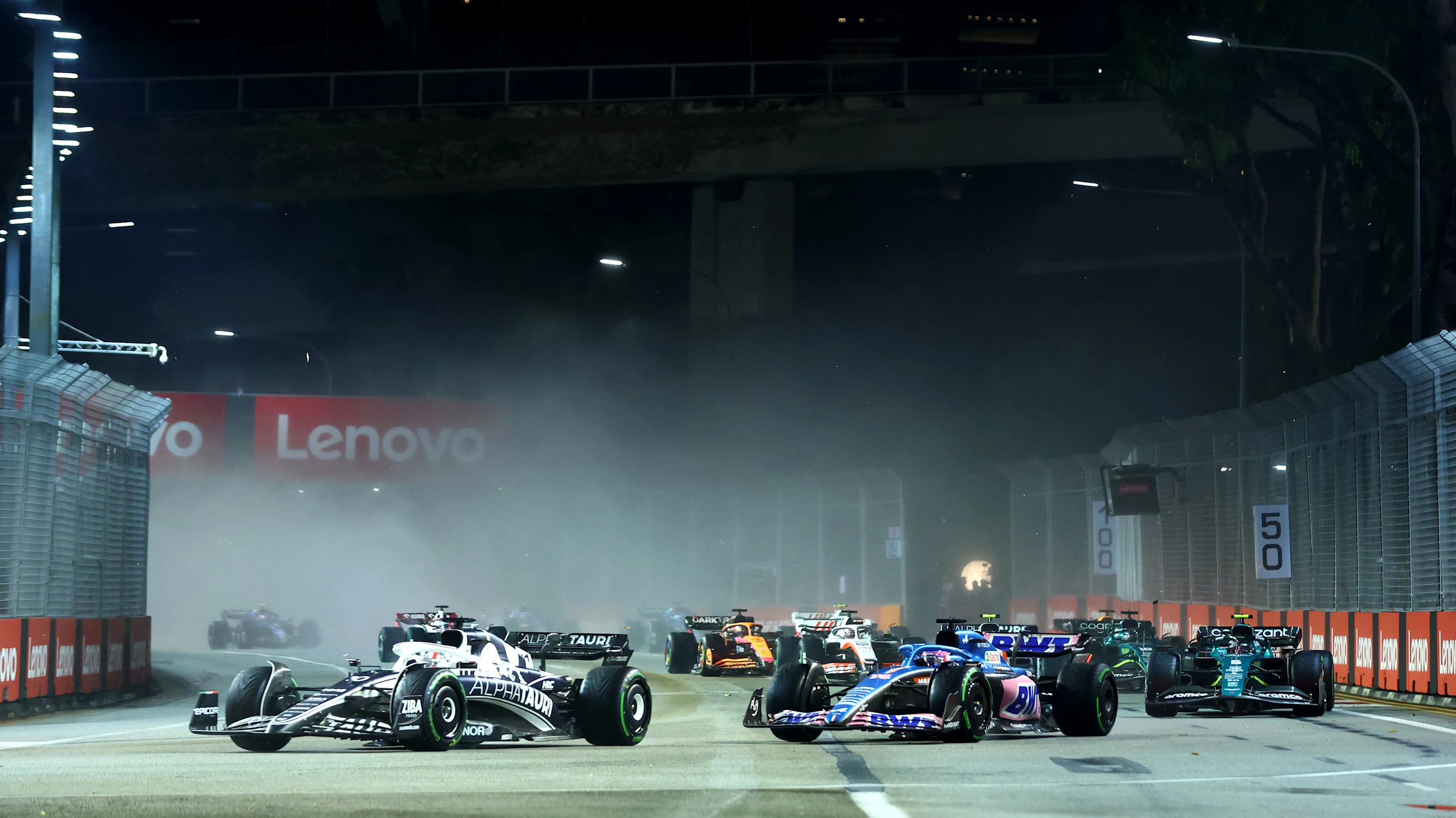 SINGAPORE, SINGAPORE - OCTOBER 02: Pierre Gasly of France driving the (10) Scuderia AlphaTauri AT03