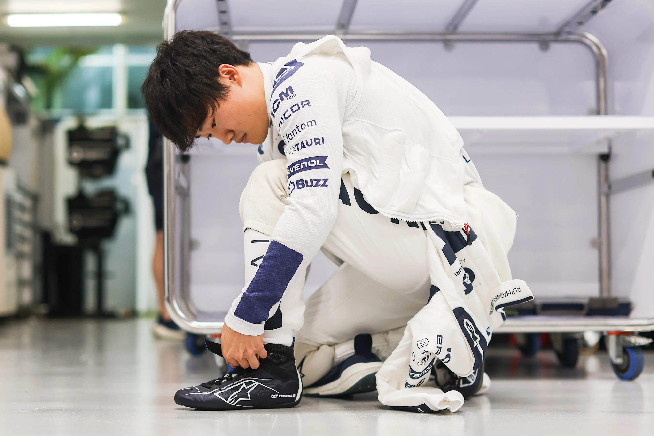 SINGAPORE, SINGAPORE - OCTOBER 02: Yuki Tsunoda of Scuderia AlphaTauri and Japan  during the F1