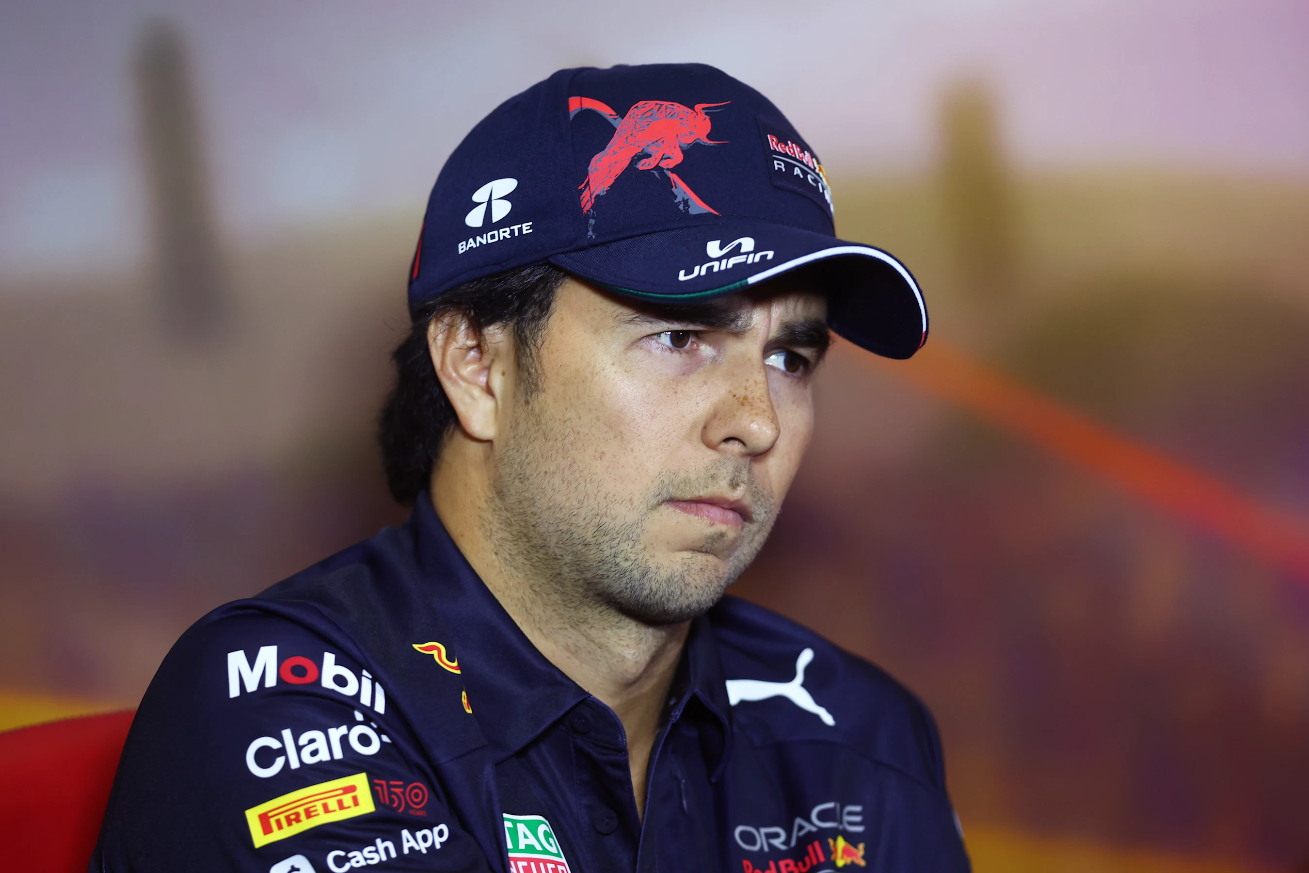 BARCELONA, SPAIN - MAY 20: Sergio Perez of Mexico and Oracle Red Bull Racing looks on in the