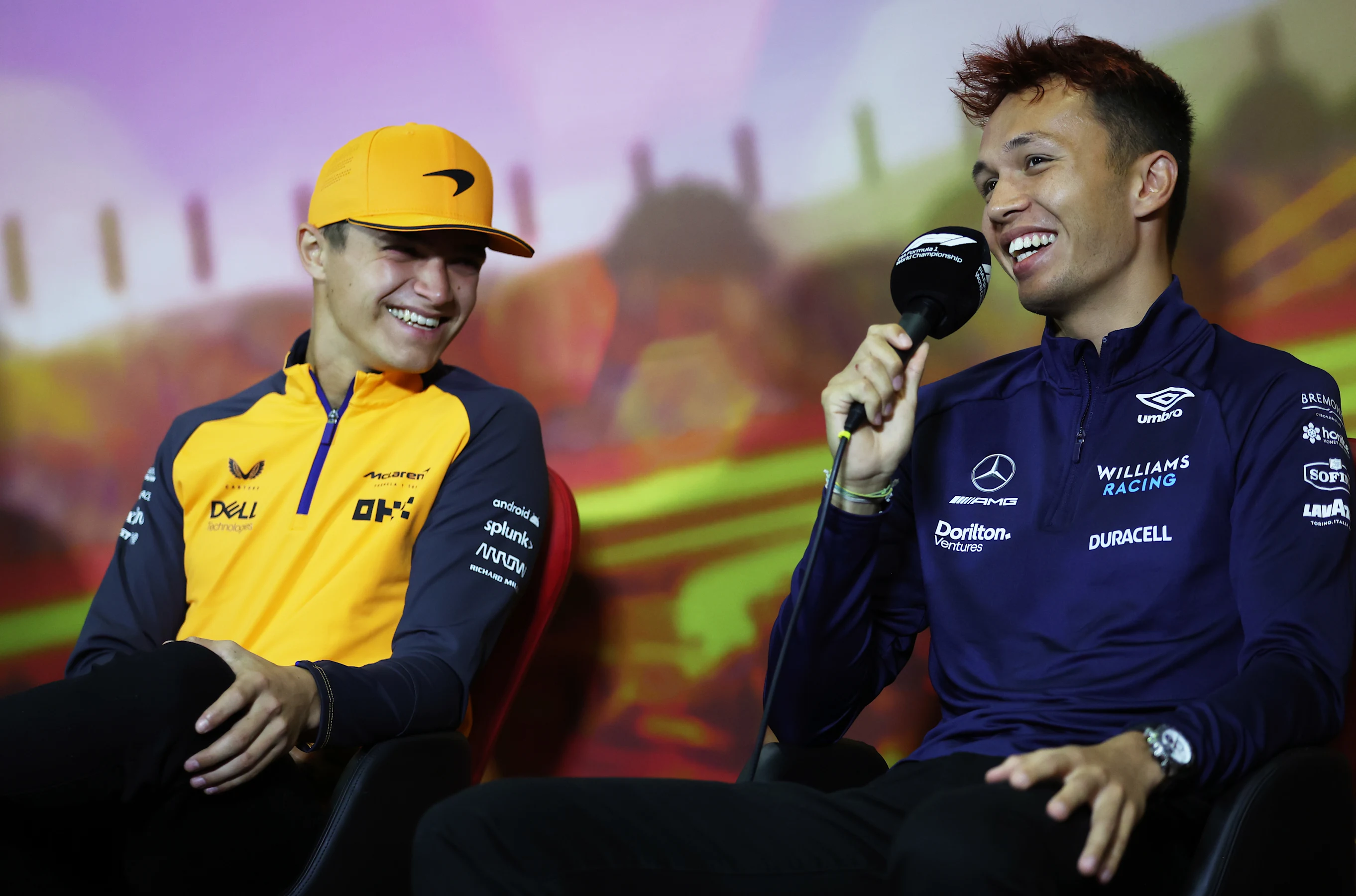 BARCELONA, SPAIN - MAY 20: Alexander Albon of Thailand and Williams and Lando Norris of Great