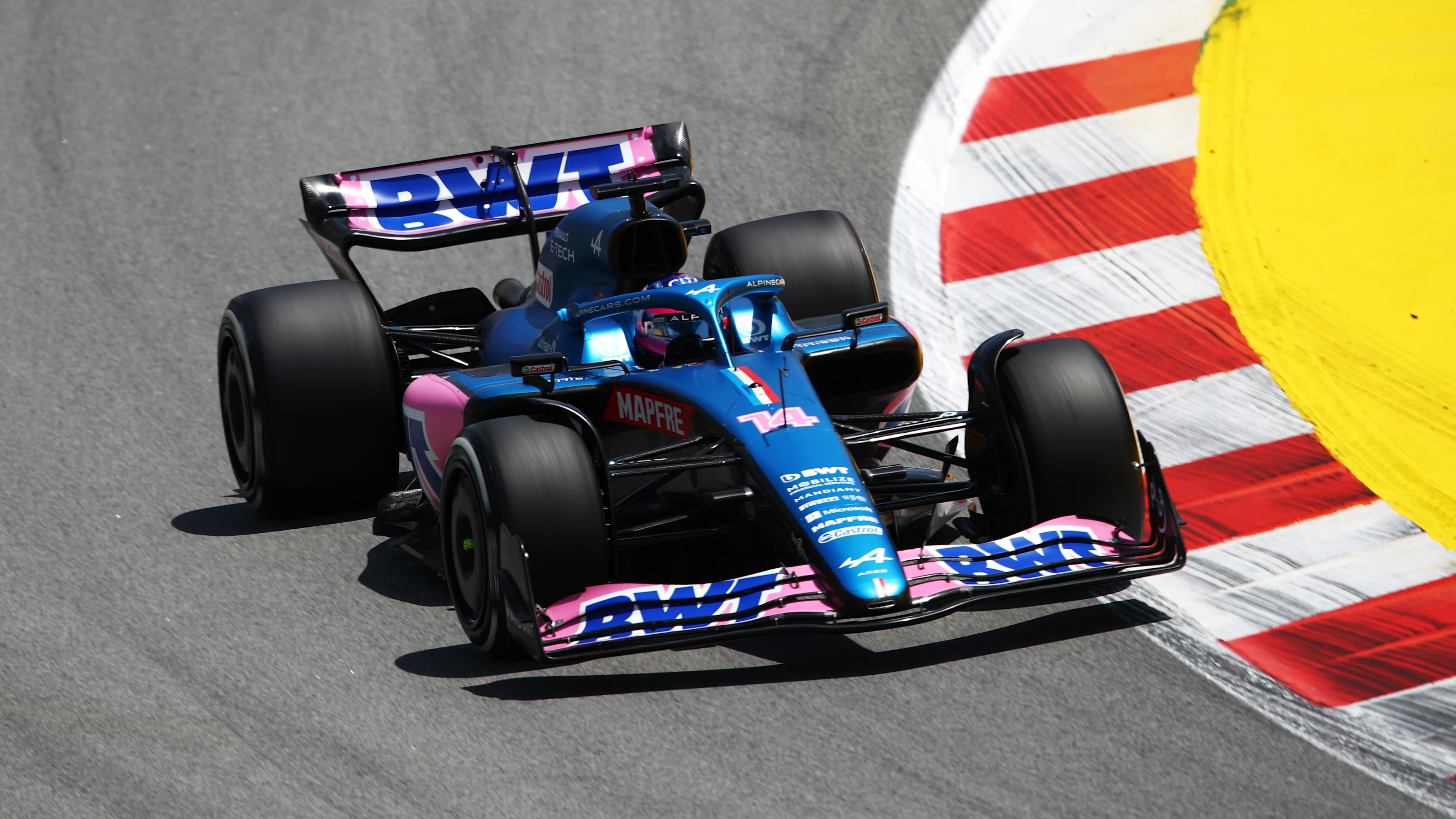BARCELONA, SPAIN - MAY 20: Fernando Alonso of Spain driving the (14) Alpine F1 A522 Renault on