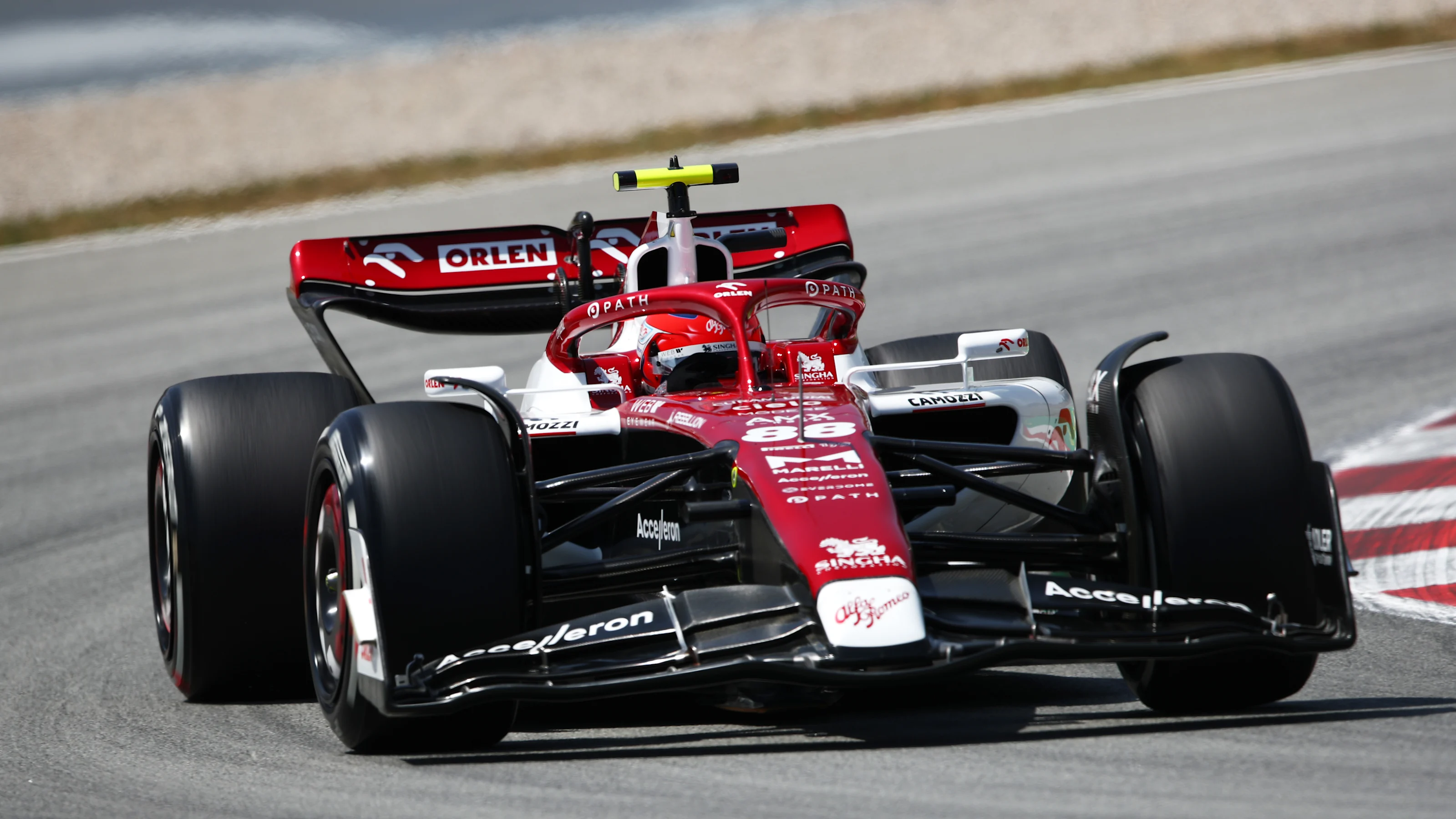 BARCELONA, SPAIN - MAY 20: Robert Kubica of Poland driving the (88) Alfa Romeo F1 C42 Ferrari on