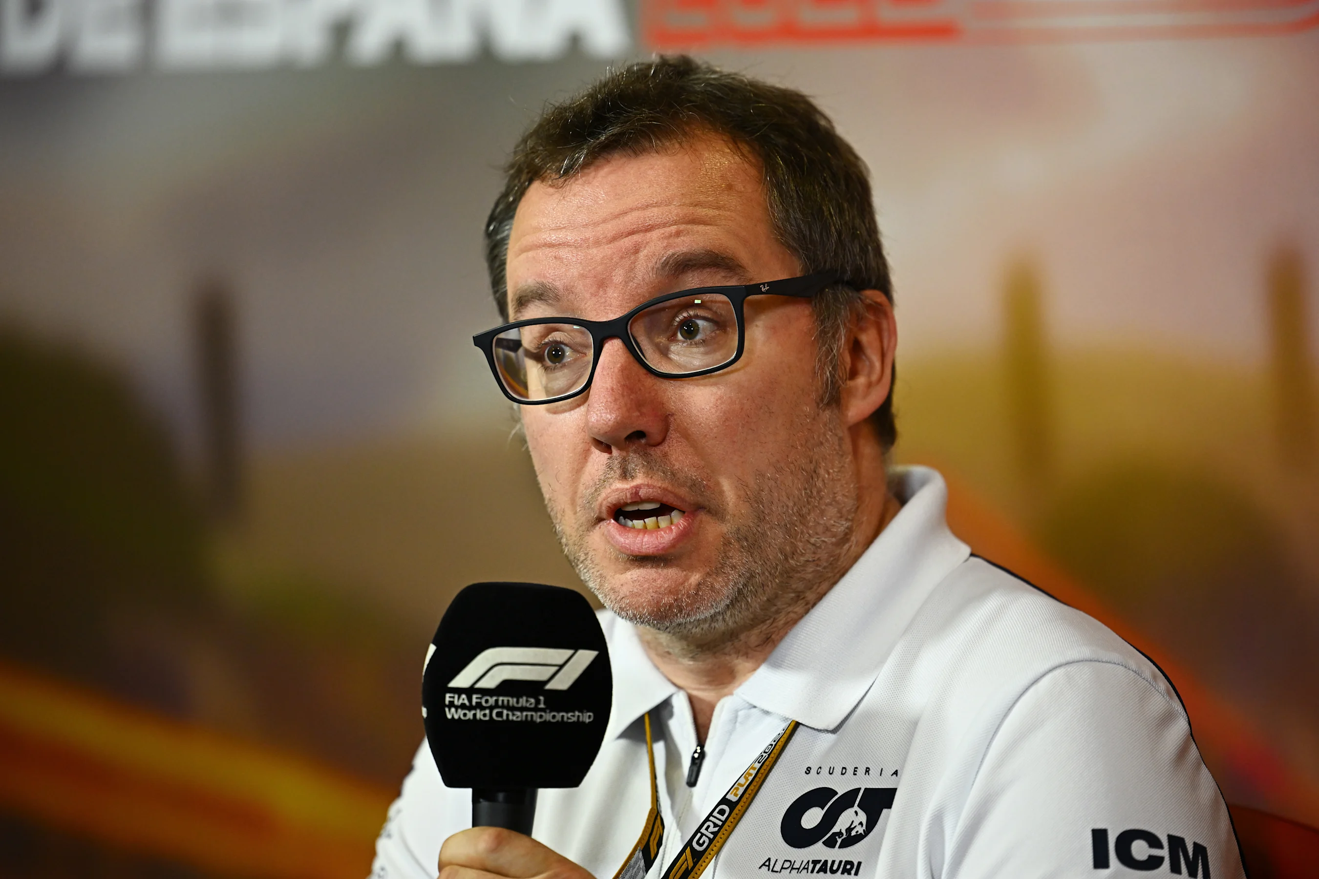 BARCELONA, SPAIN - MAY 21: Jody Egginton, Technical Director of Scuderia AlphaTauri talks in the