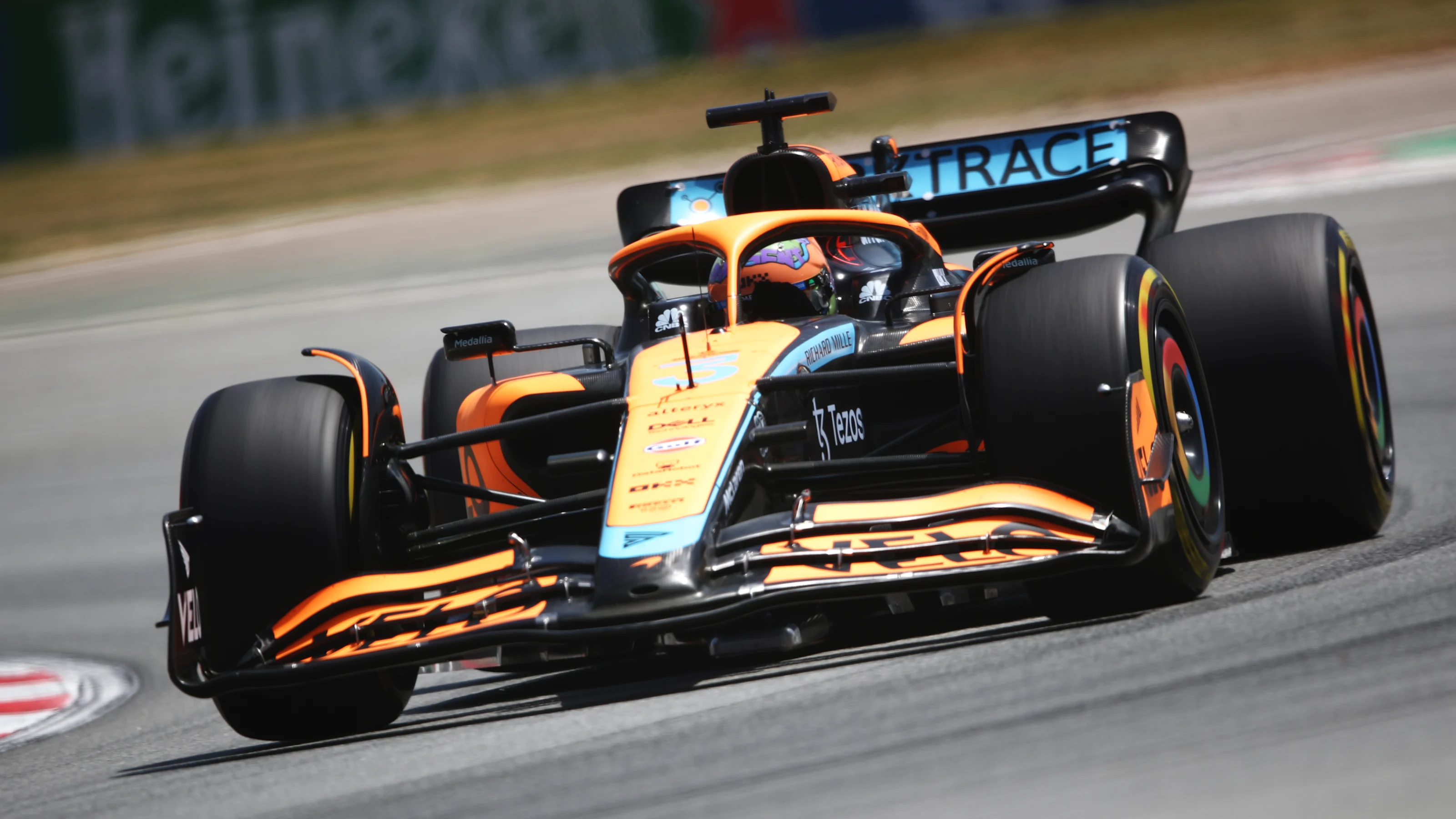BARCELONA, SPAIN - MAY 21: Daniel Ricciardo of Australia driving the (3) McLaren MCL36 Mercedes on