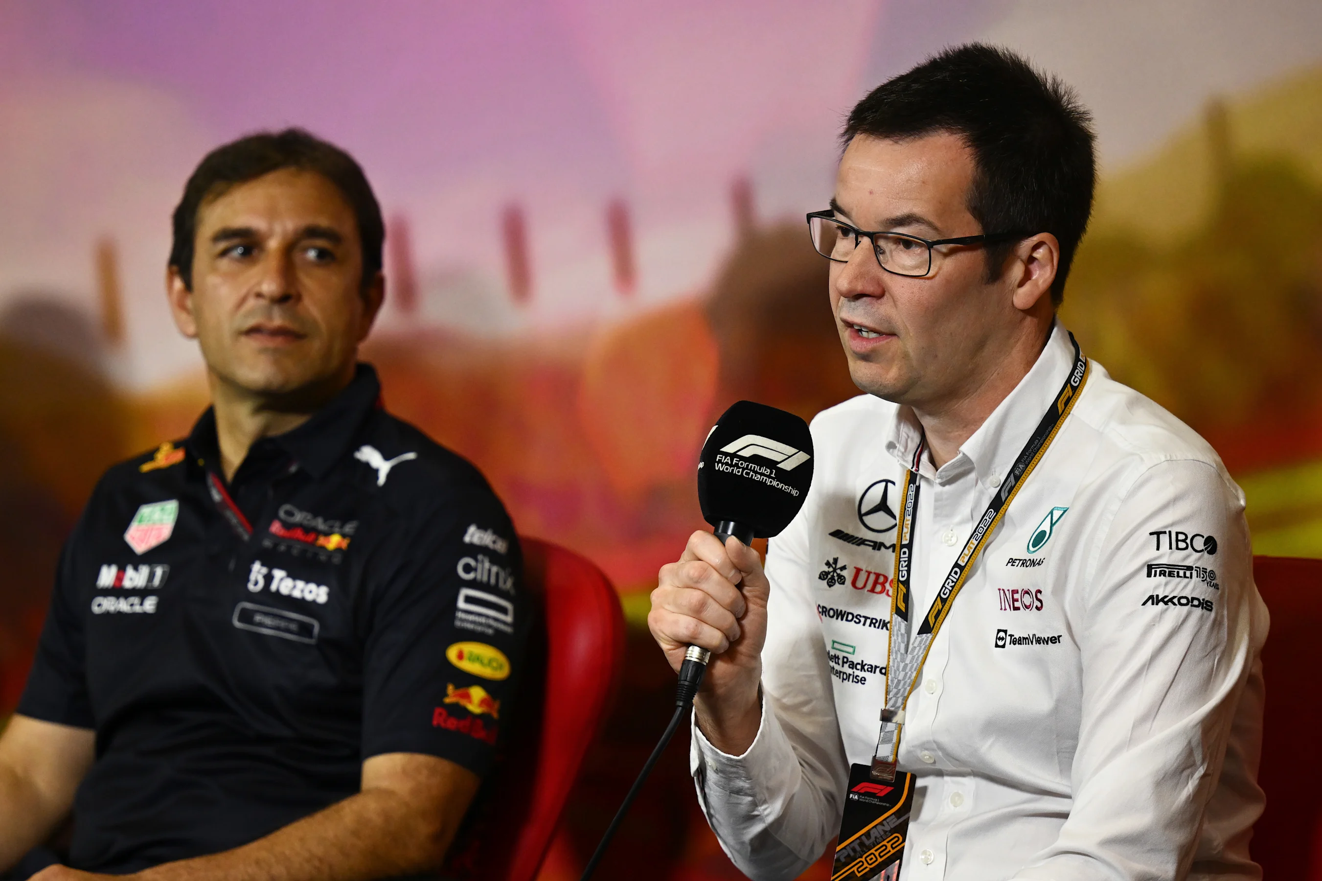 BARCELONA, SPAIN - MAY 21: Mike Elliott, Technical Director of Mercedes, talks in the Team