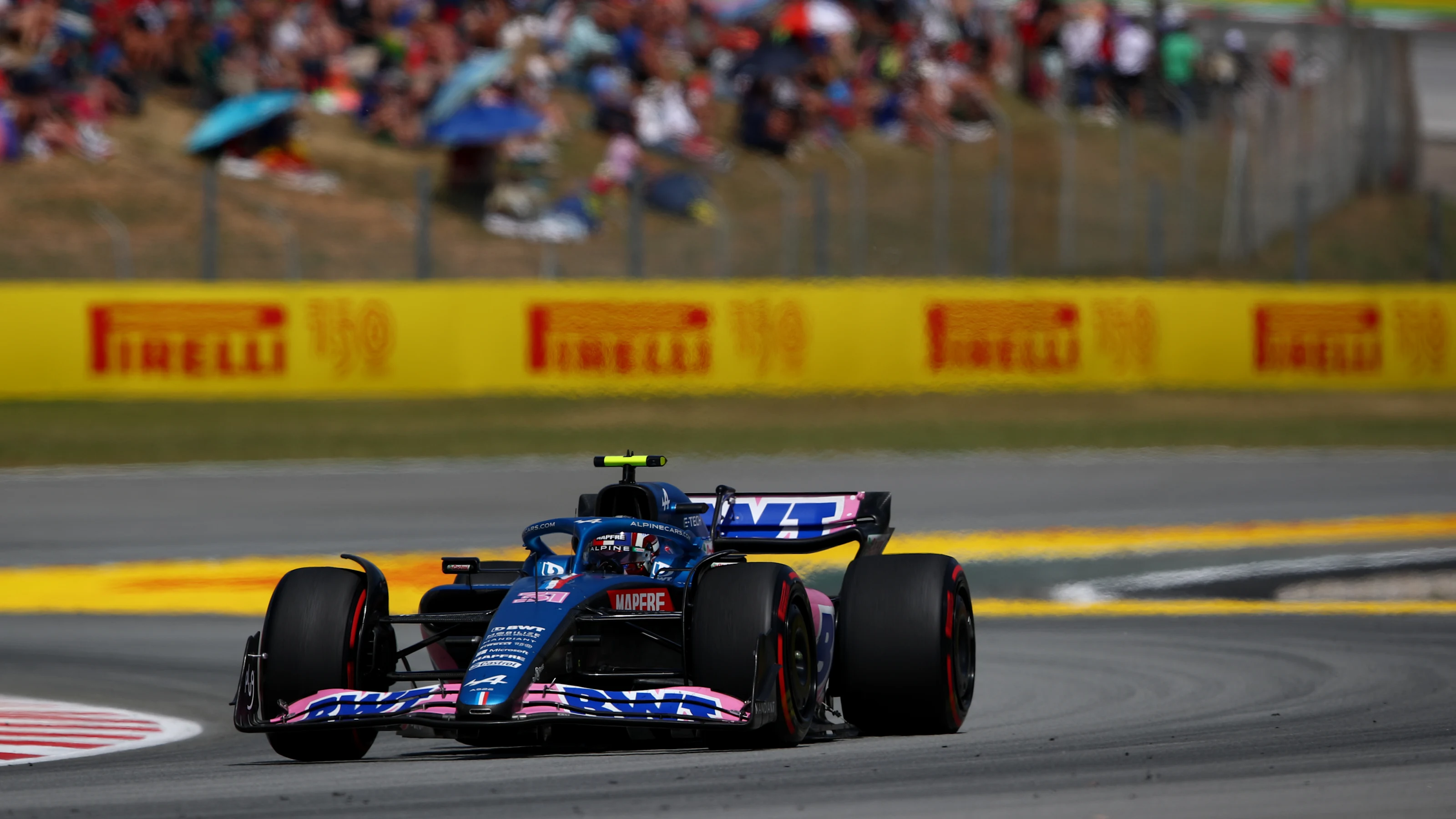 BARCELONA, SPAIN - MAY 22: Esteban Ocon of France driving the (31) Alpine F1 A522 Renault during
