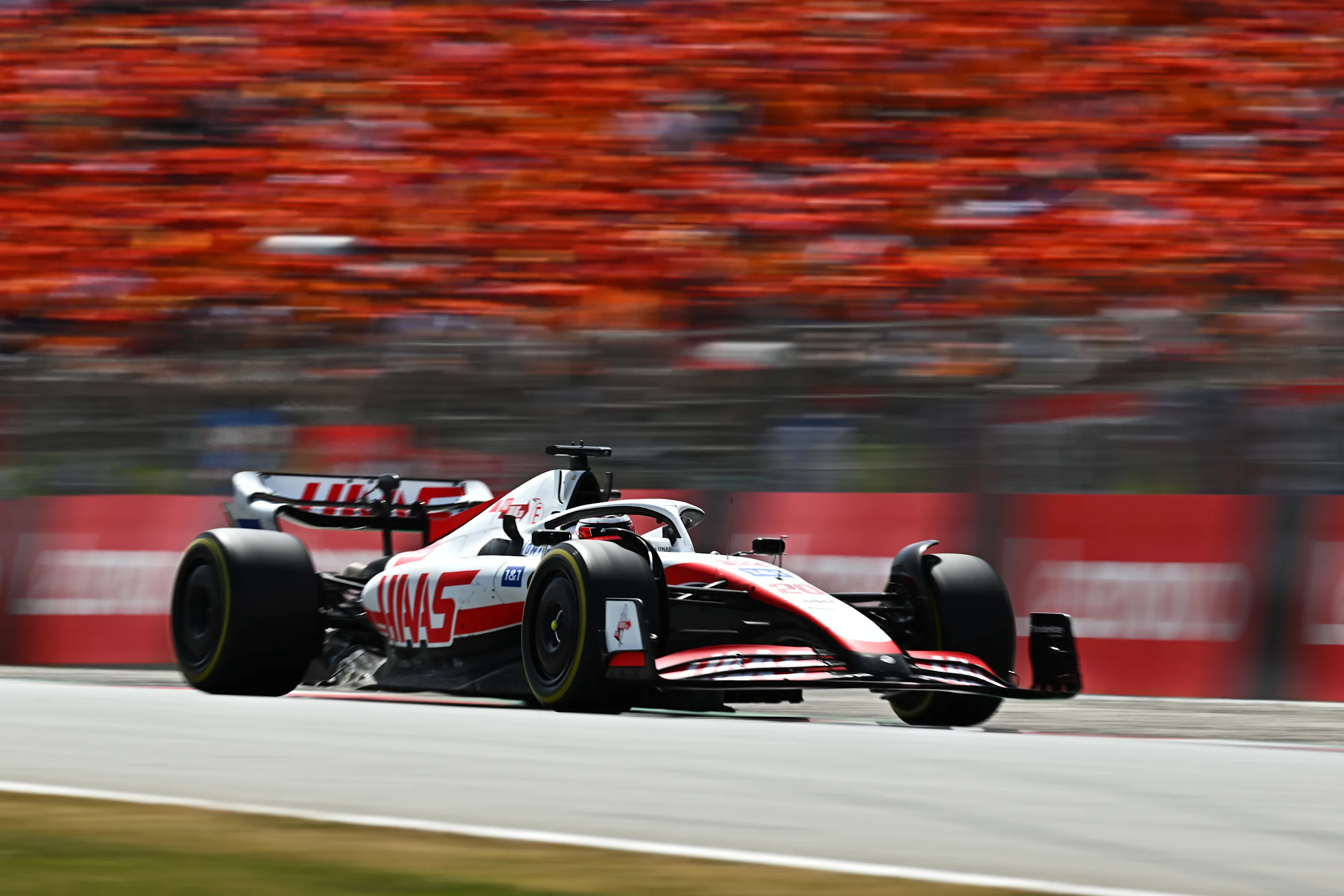 BARCELONA, SPAIN - MAY 22: Kevin Magnussen of Denmark driving the (20) Haas F1 VF-22 Ferrari on